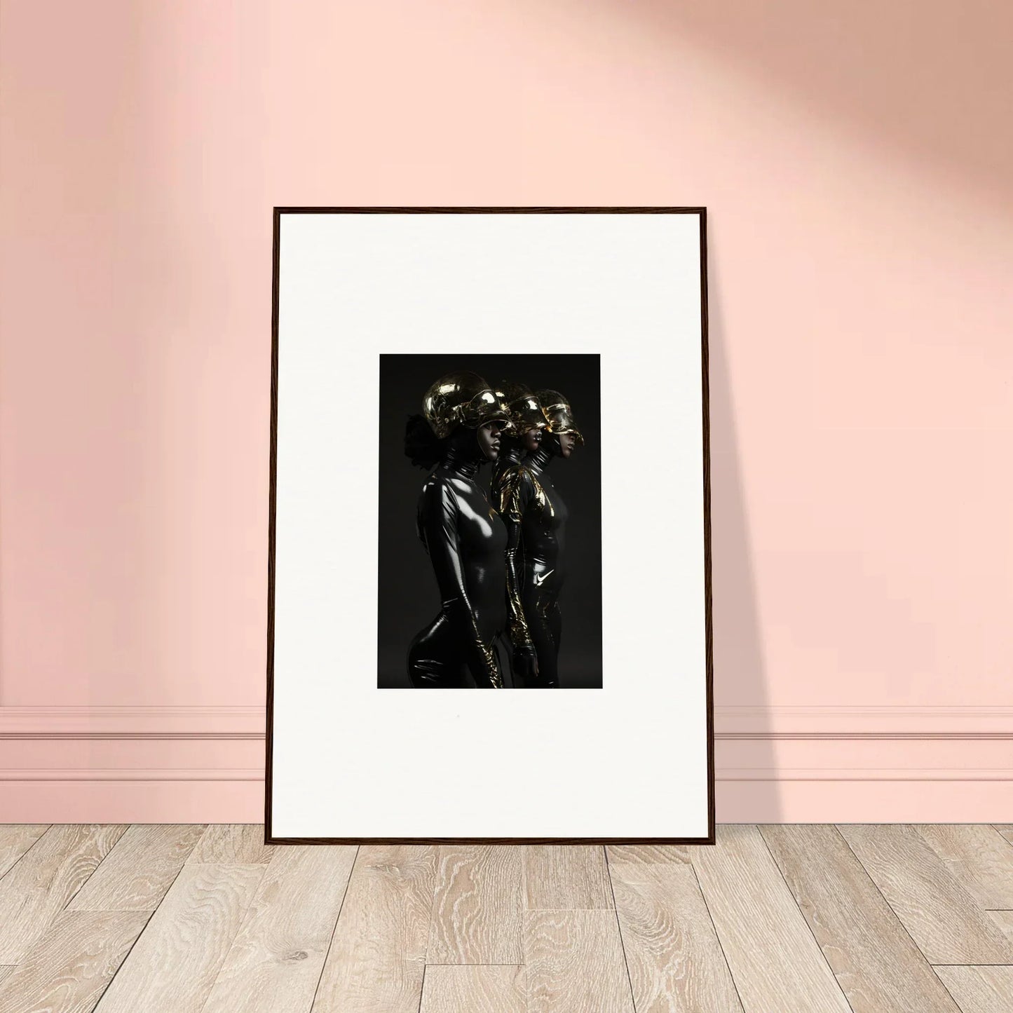 Framed black and white photograph of two figures in silhouette.
