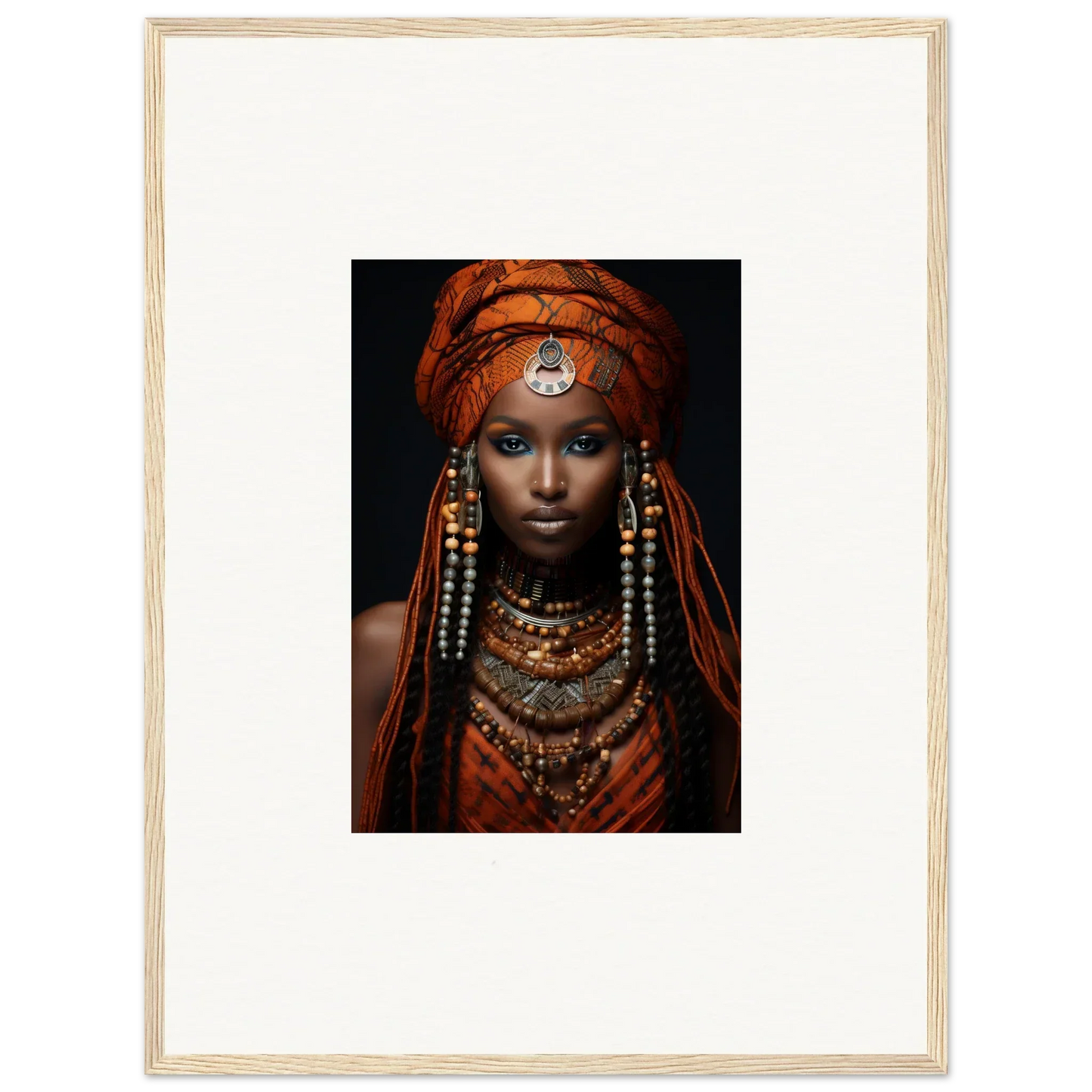 Portrait of Obsidian Ethereal Goddess in vibrant textiles and tribal jewelry