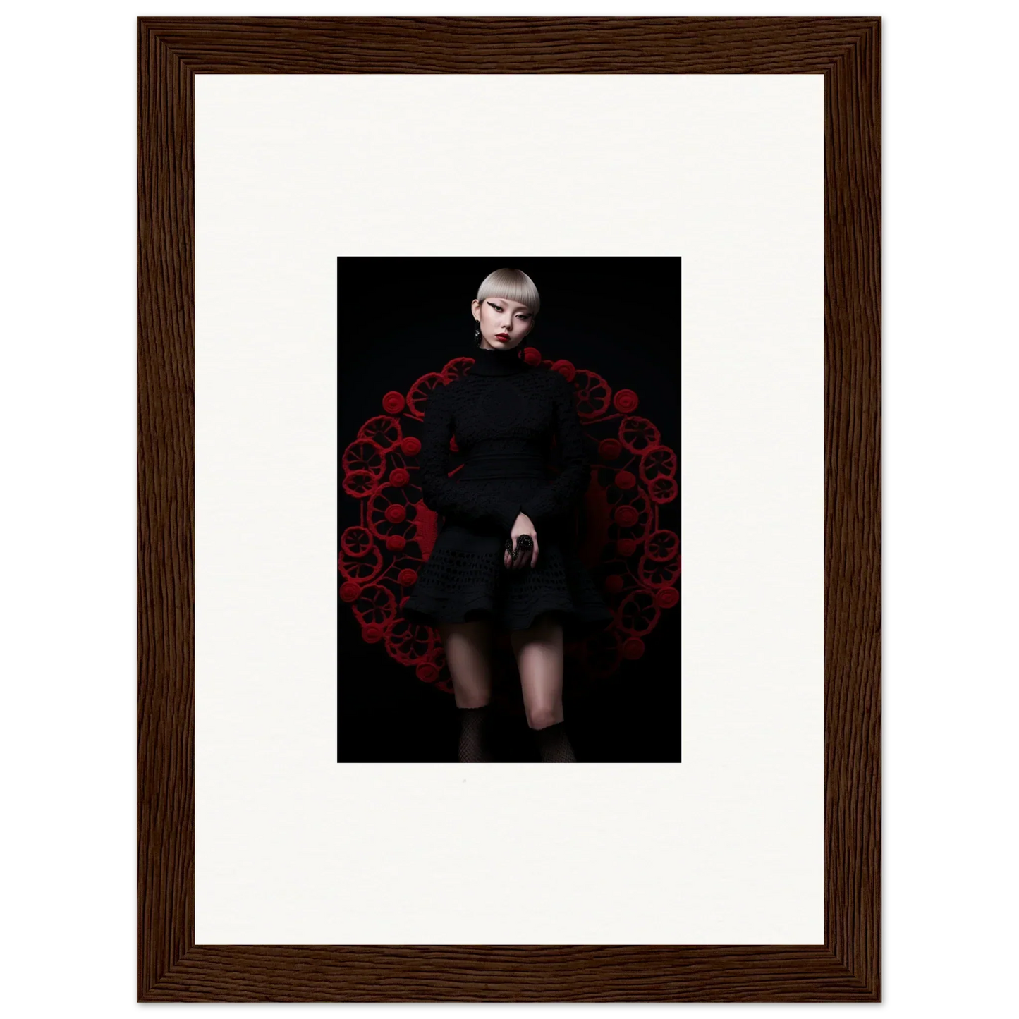 Artistic portrait of figure in black with red patterns from Obsidian Lace Waltz special edition art™