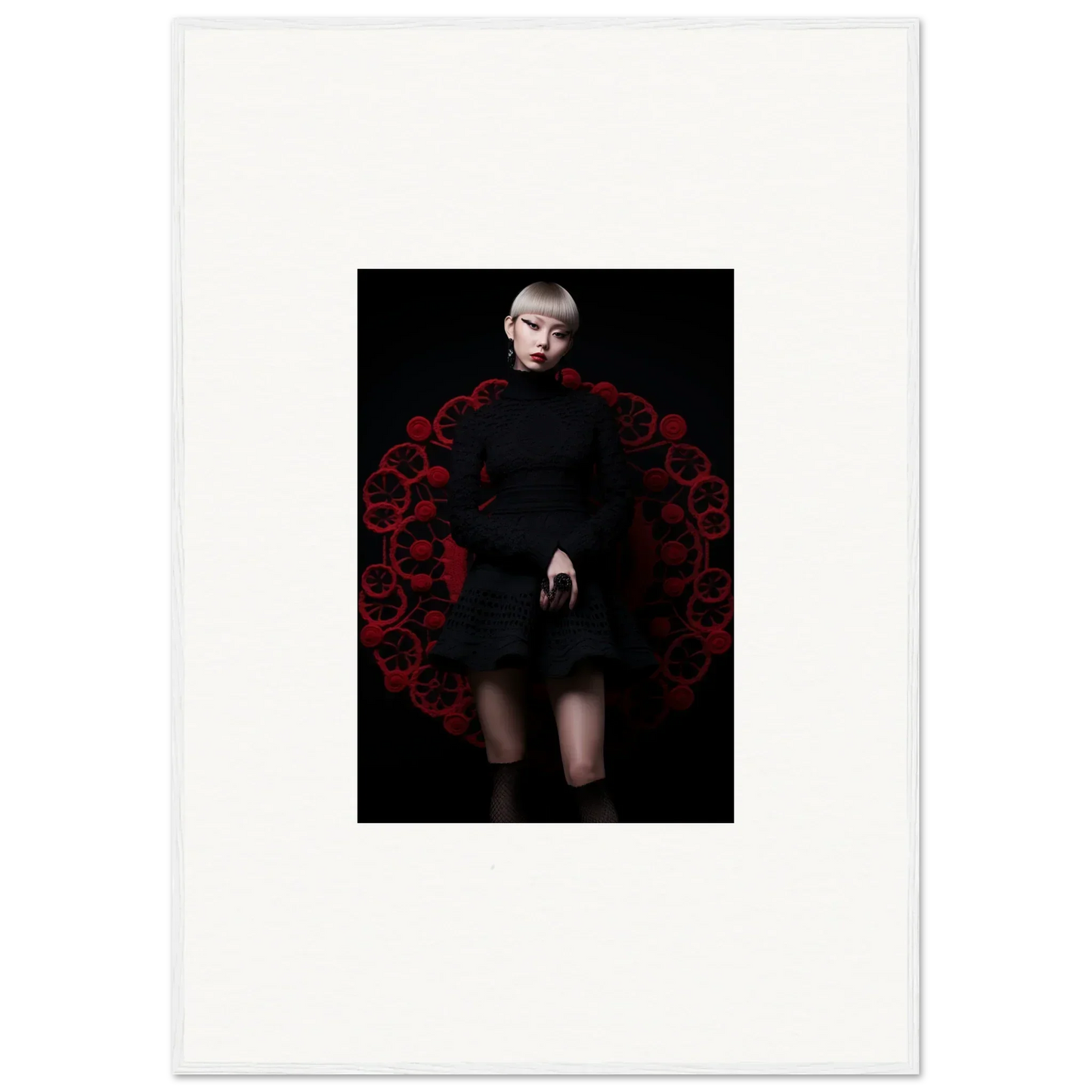 Figure in black dress with deep red roses for Obsidian Lace Waltz special edition art™