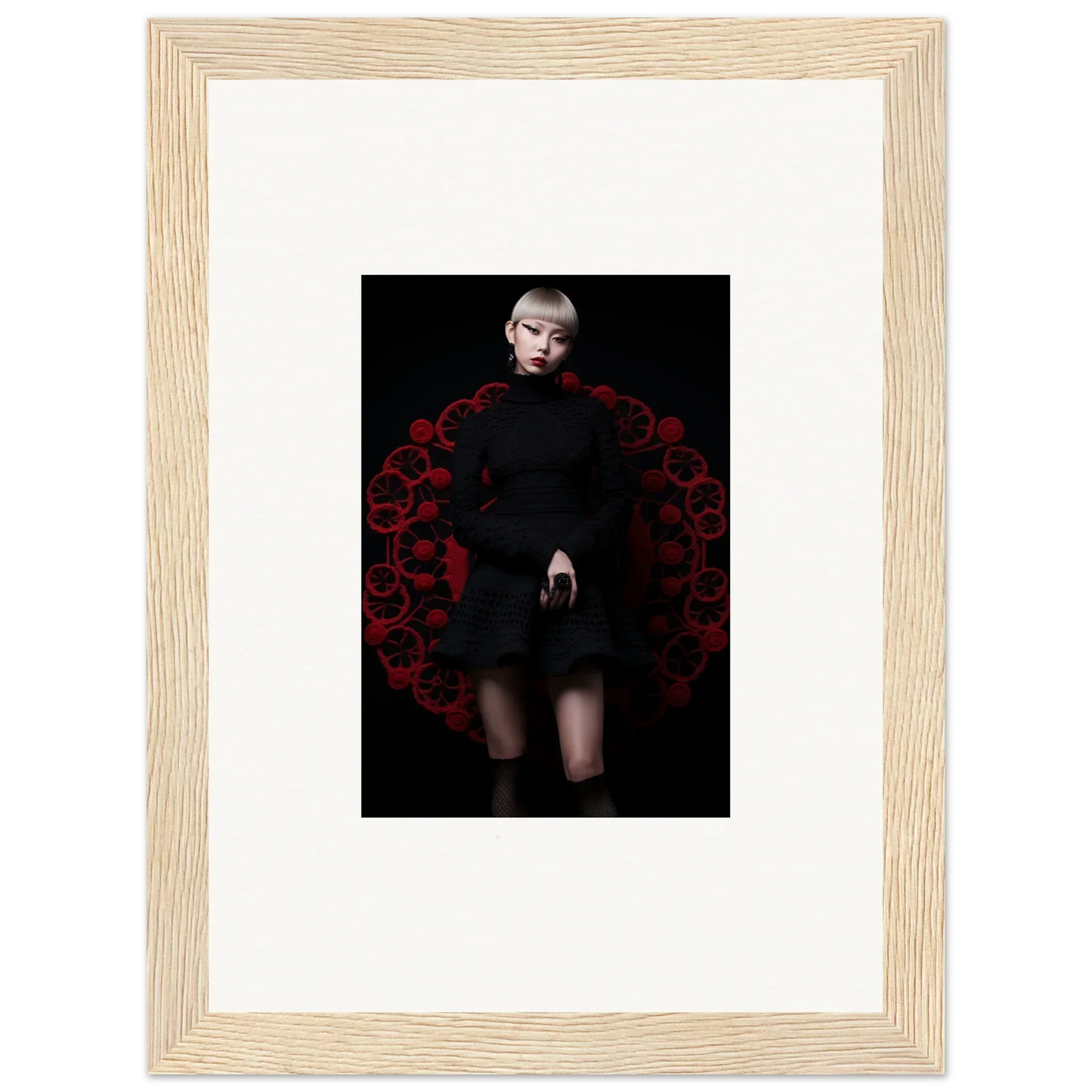 Artistic portrait in black with red roses for Obsidian Lace Waltz special edition art™