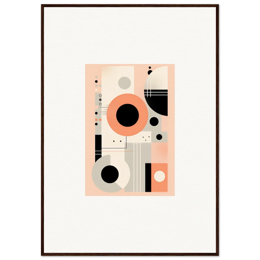 Abstract geometric artwork with circles and lines in peach, black, and gray for Odyssey Dreamscape Unveiled