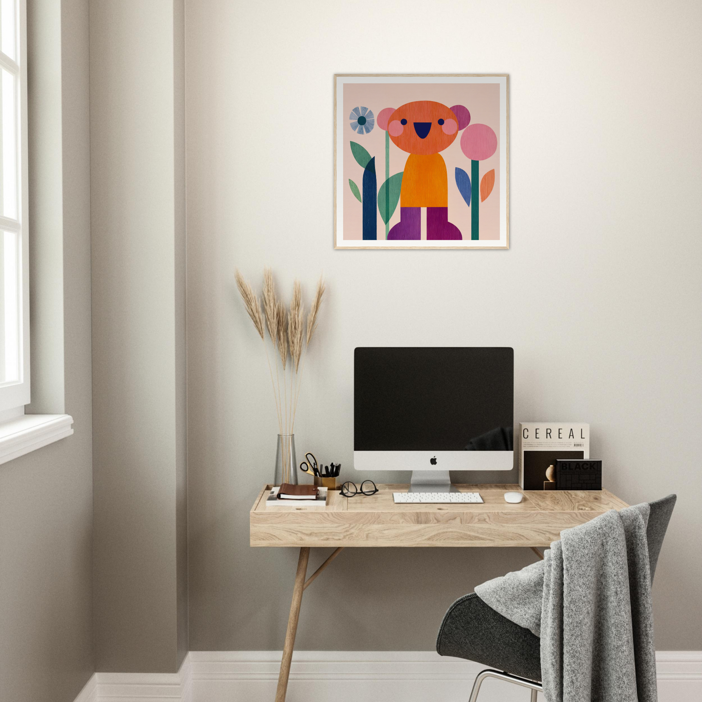 Colorful cartoon koala framed canvas artwork from the Orange Joy special edition collection