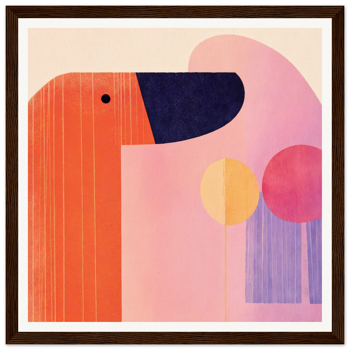 Abstract geometric dog head in orange and navy blue, part of Special Edition Art™ Orbs collection