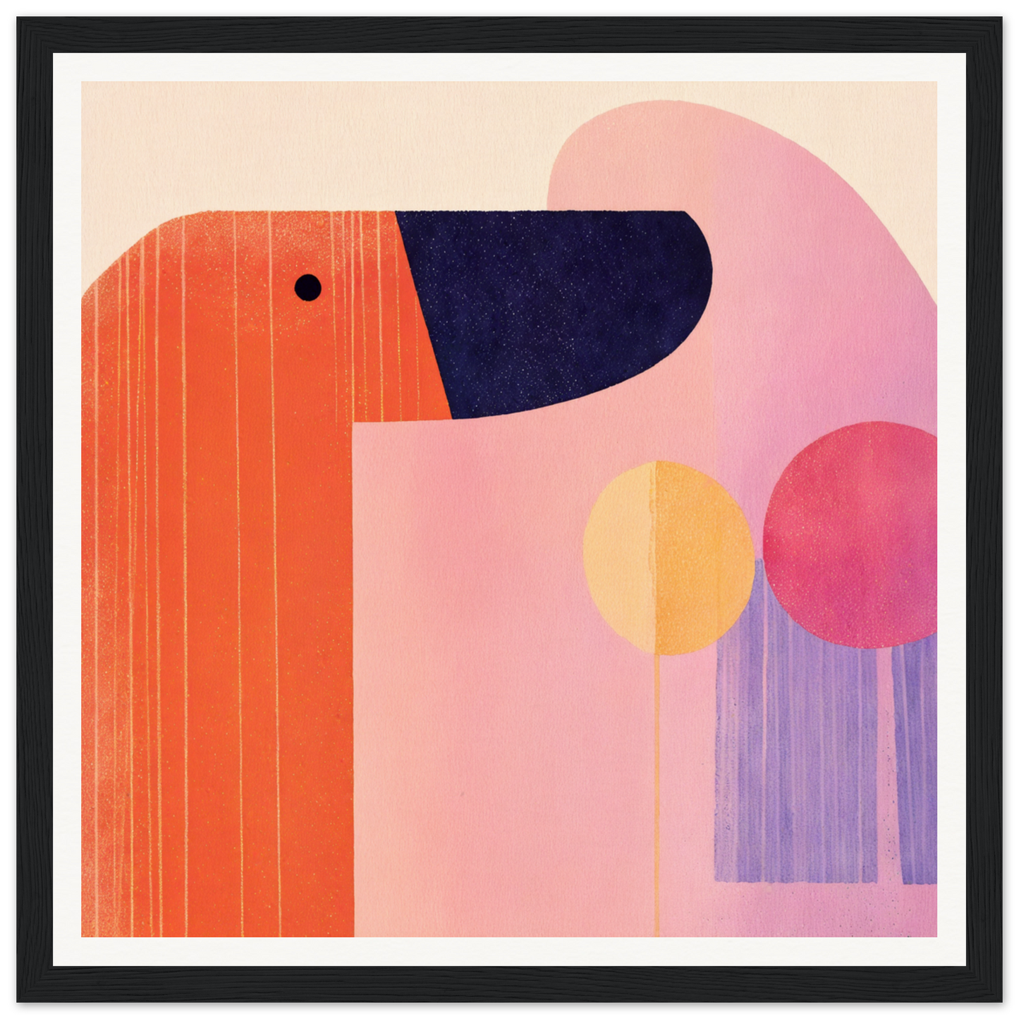 Minimalist geometric illustration of an orange dog for special edition art™ Orbs collection