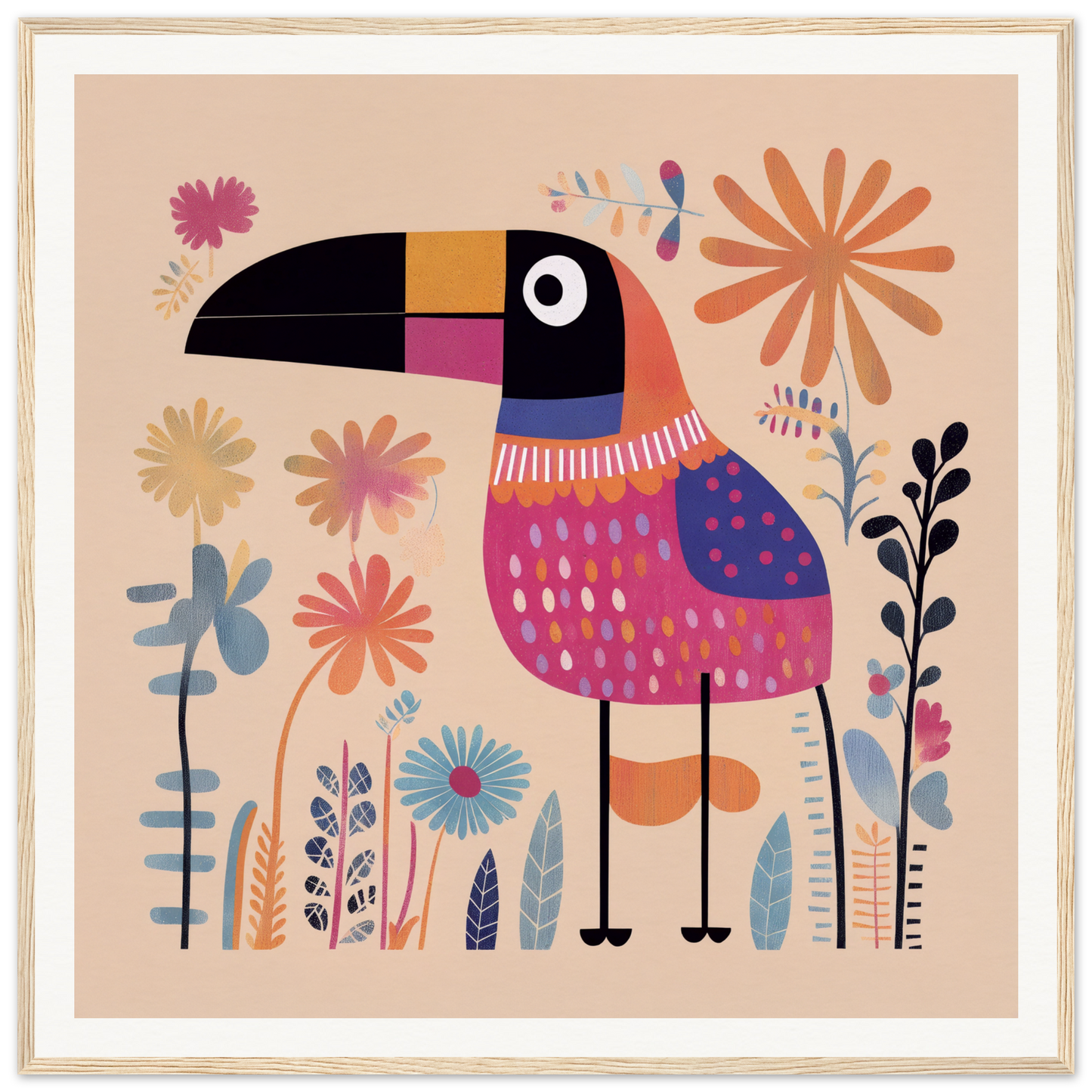 Colorful toucan in a patterned sweater from Paradise Feathers Quake collection