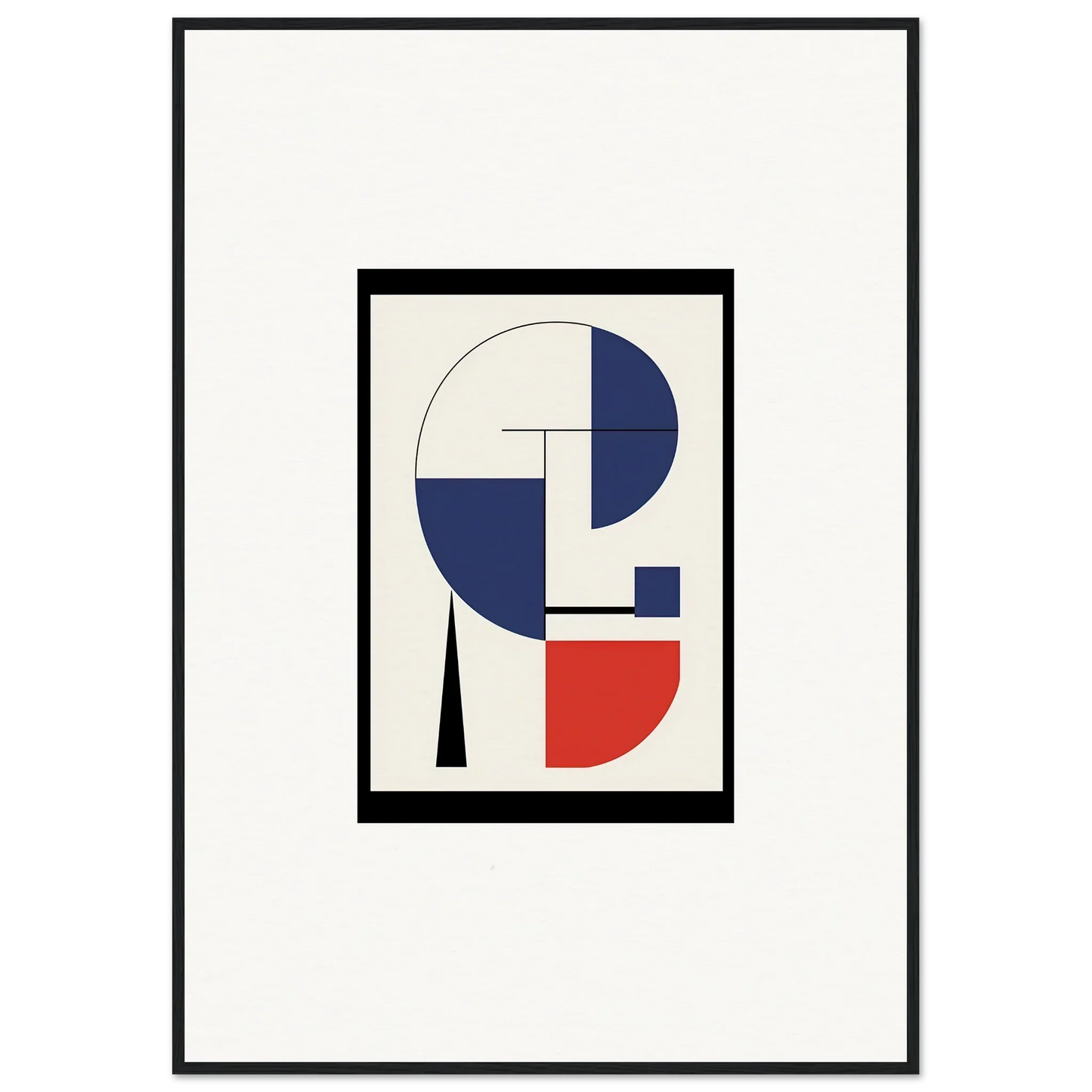 Abstract geometric artwork with blue, red, and white for stylish room decor, Prism Mirage