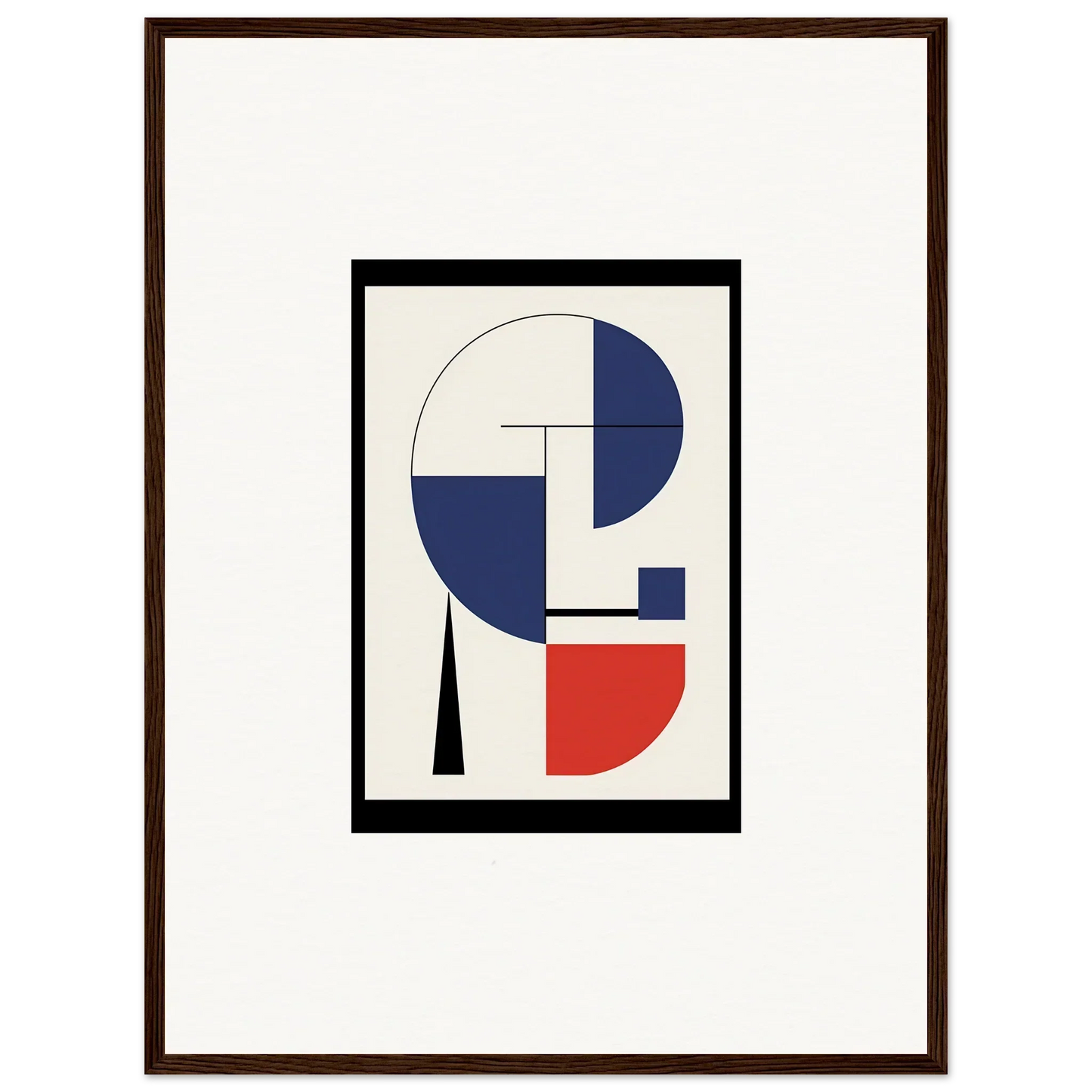 Abstract geometric artwork in blue, red, and white for Prism Mirage room decor