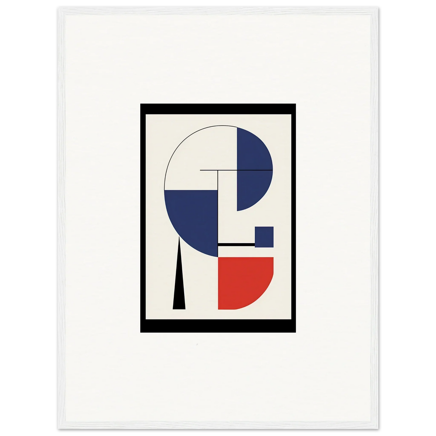 Abstract geometric artwork in blue, red, and white for Prism Mirage room decor