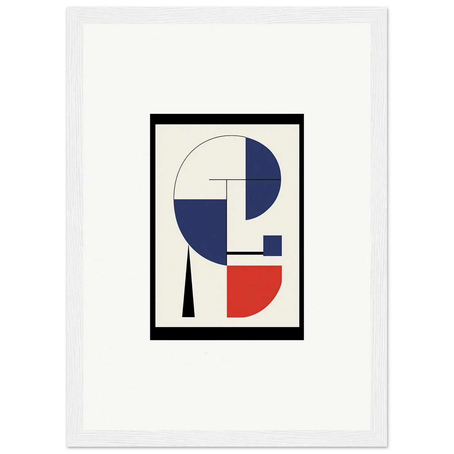 Abstract geometric artwork in blue, red, and black for Prism Mirage room decor