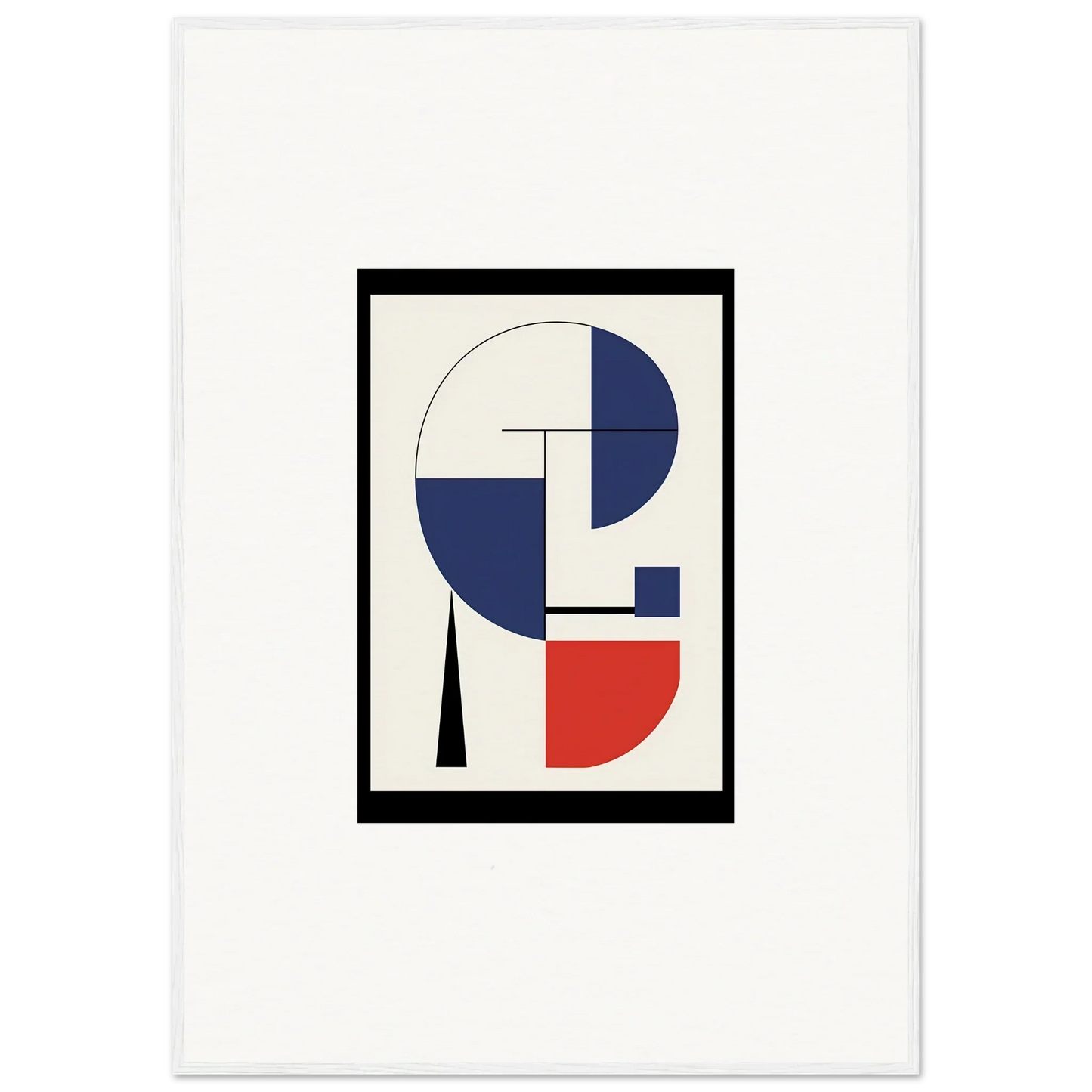 Abstract geometric artwork in blue, red, and black for Prism Mirage room decor
