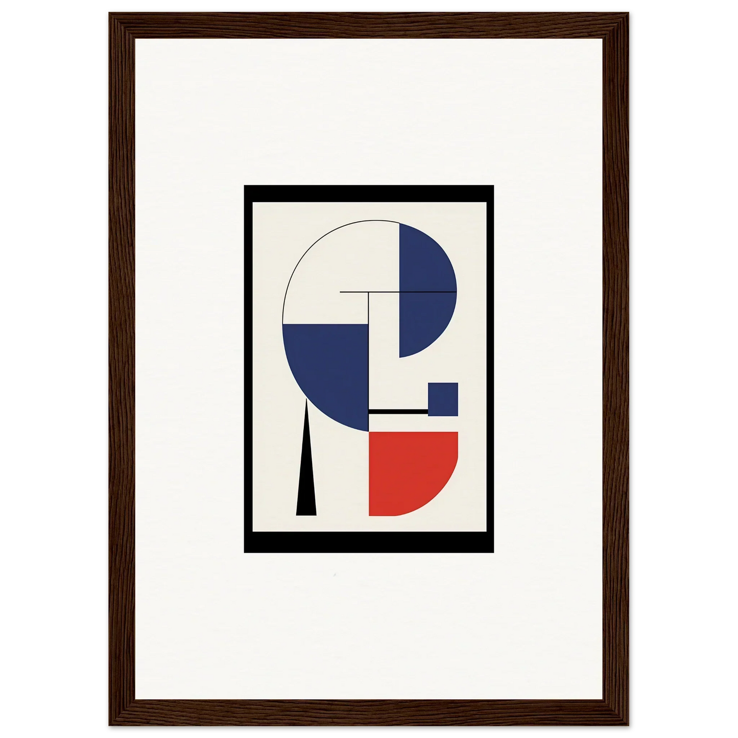 Abstract geometric blue, red, and black shapes in Framed Wall Art for Room Decor