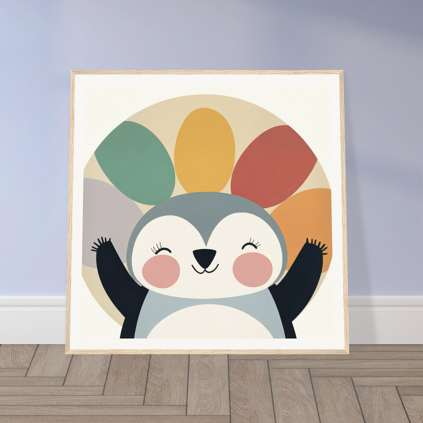 Cheerful cartoon penguin celebrates in vibrant colors for special edition art™