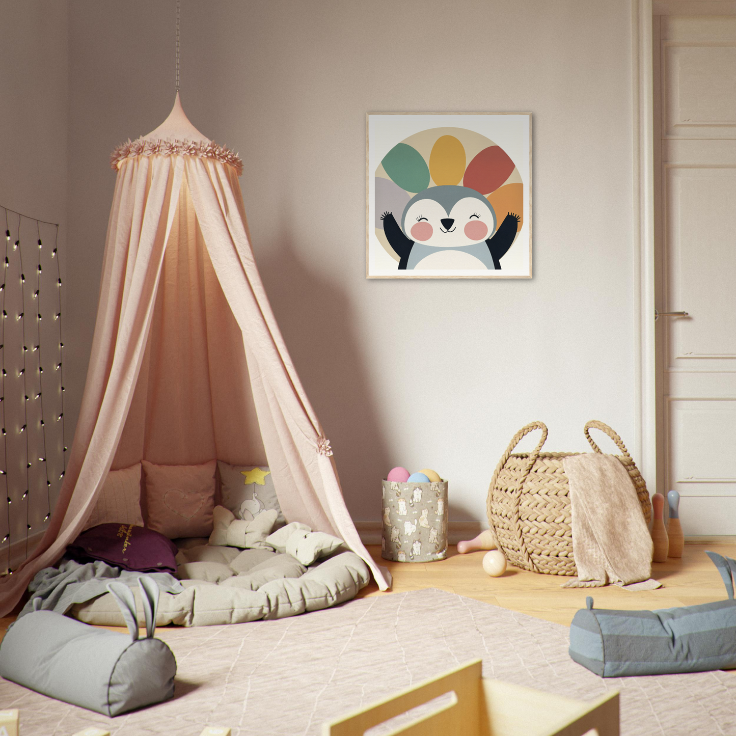 Peach-colored canopy tent with draped fabric panels from Special Edition Art™ collection