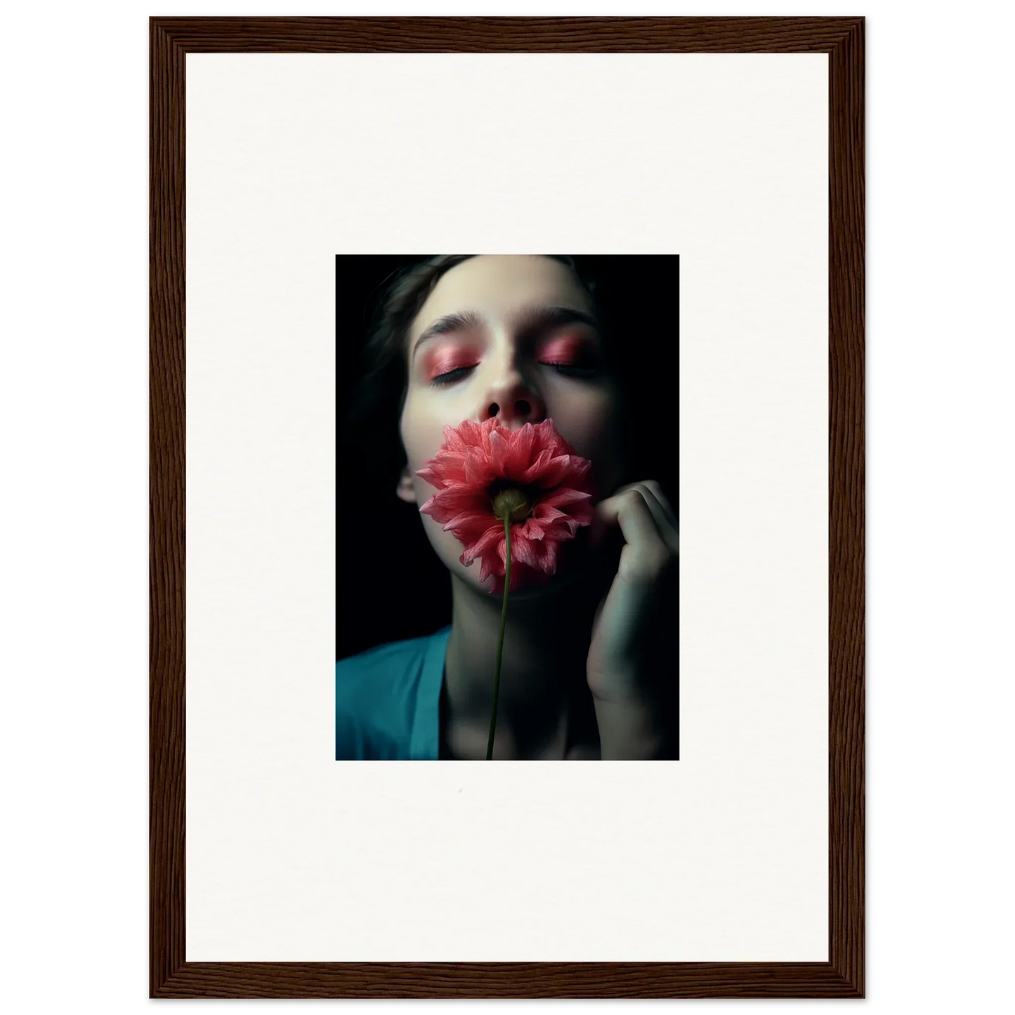 Person with a pink gerbera daisy for a fun canvas print wall art vibe in room decoration