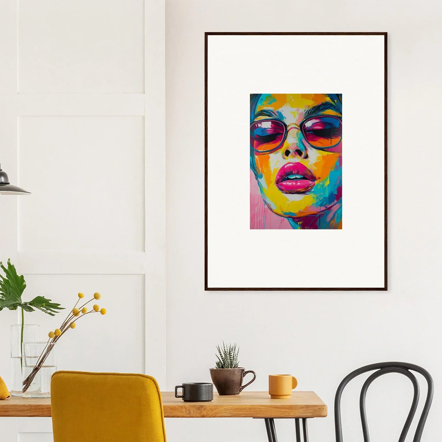 Colorful abstract portrait from Spectra Parade, elegant framed wall art for room decor