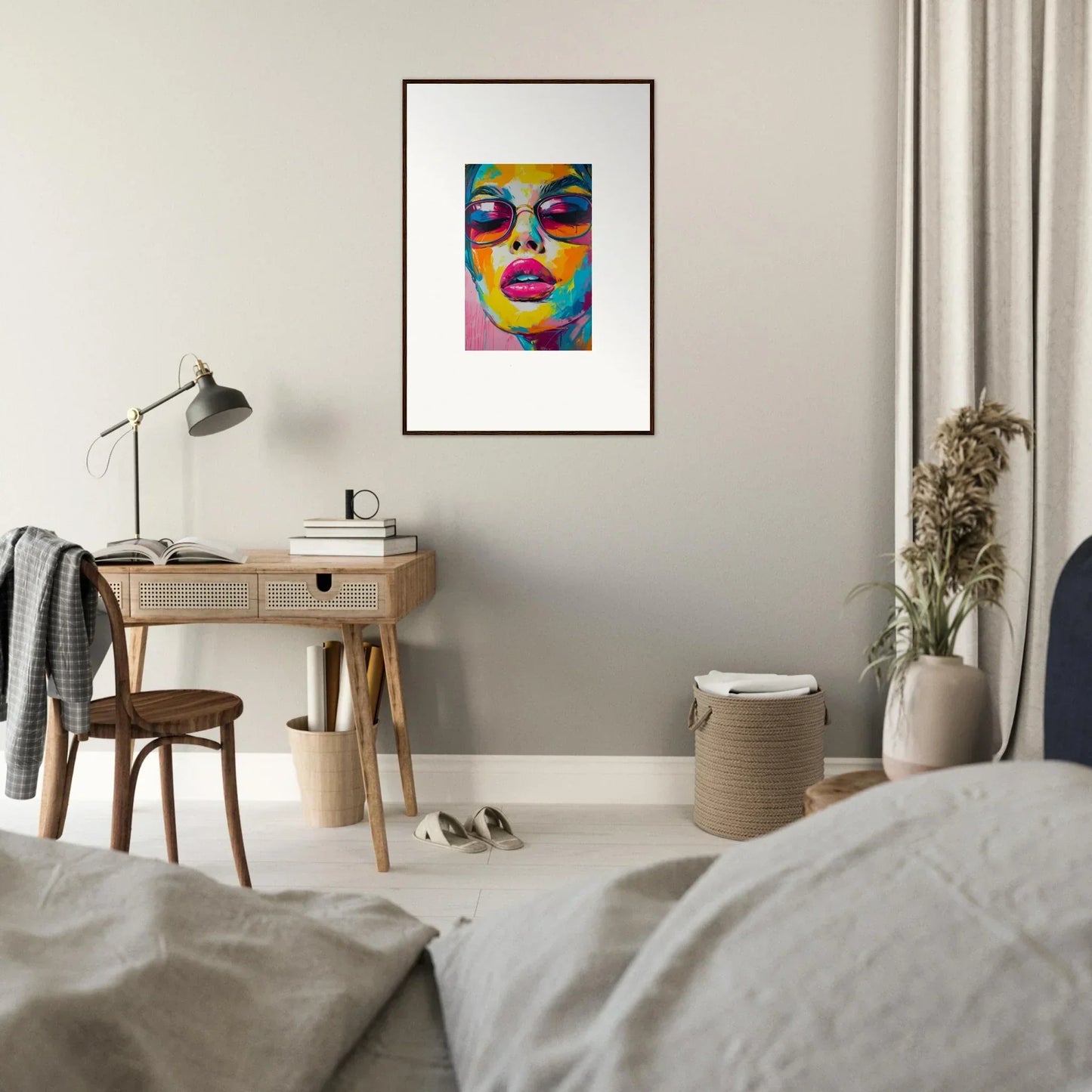 Colorful abstract portrait framed wall art from Spectra Parade for vibrant room decor