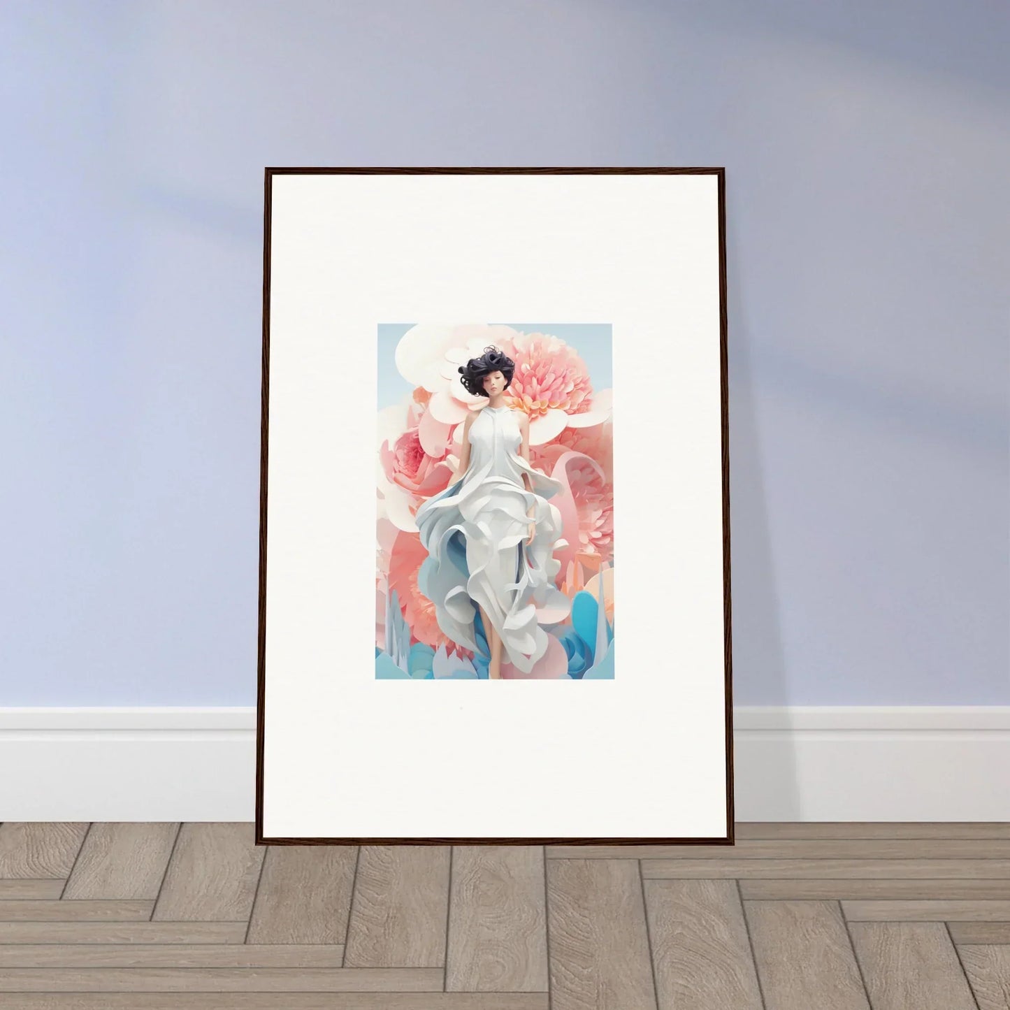Framed canvas print of Dreamgatherer Muse with colorful abstract shapes for room decoration
