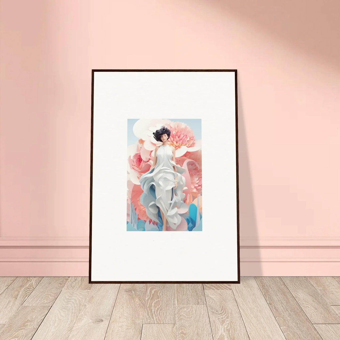 Framed Canvas Print of Dreamgatherer Muse in Flowing White Garments for Room Decoration