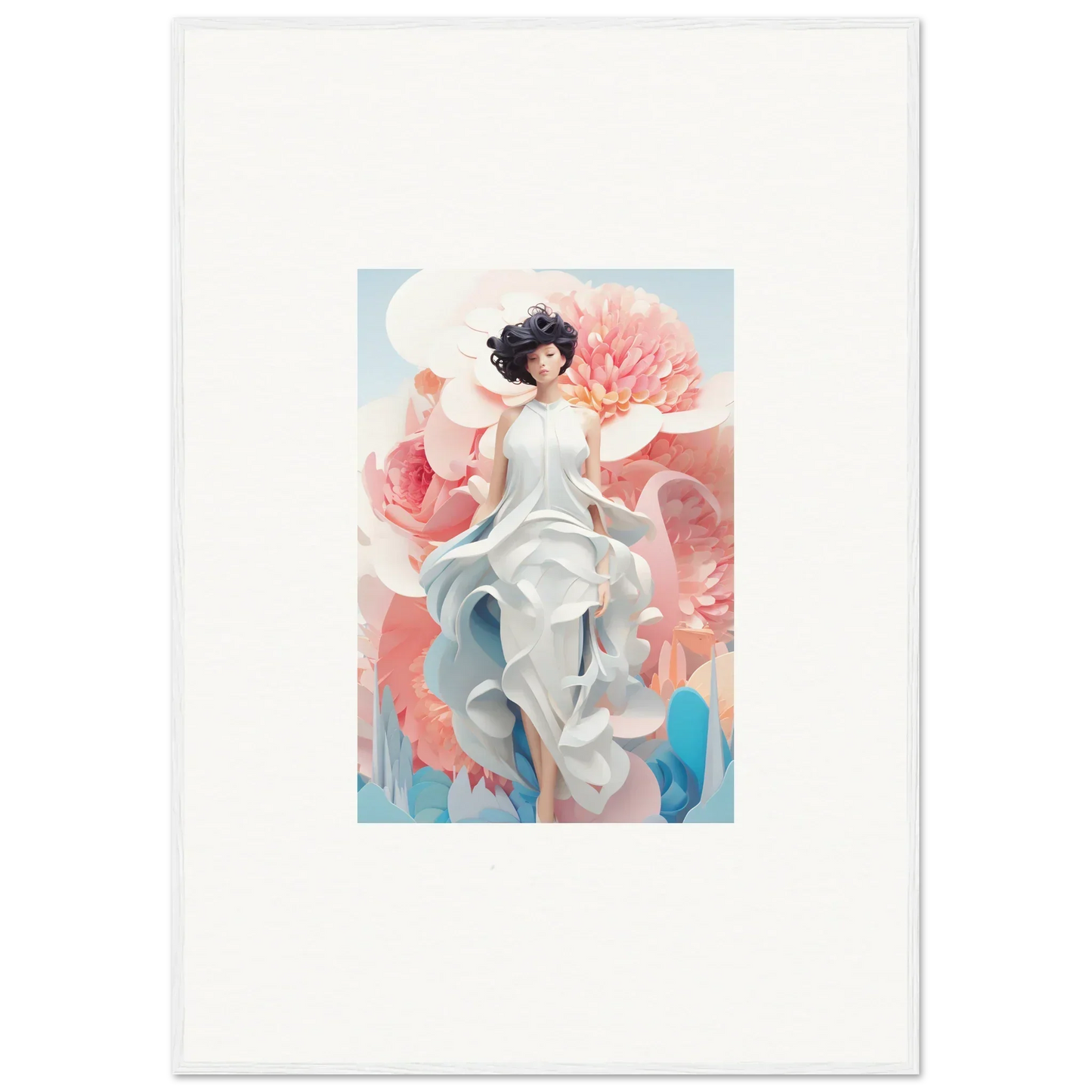 Ethereal Dreamgatherer Muse in a white dress for dreamy room decoration canvas print