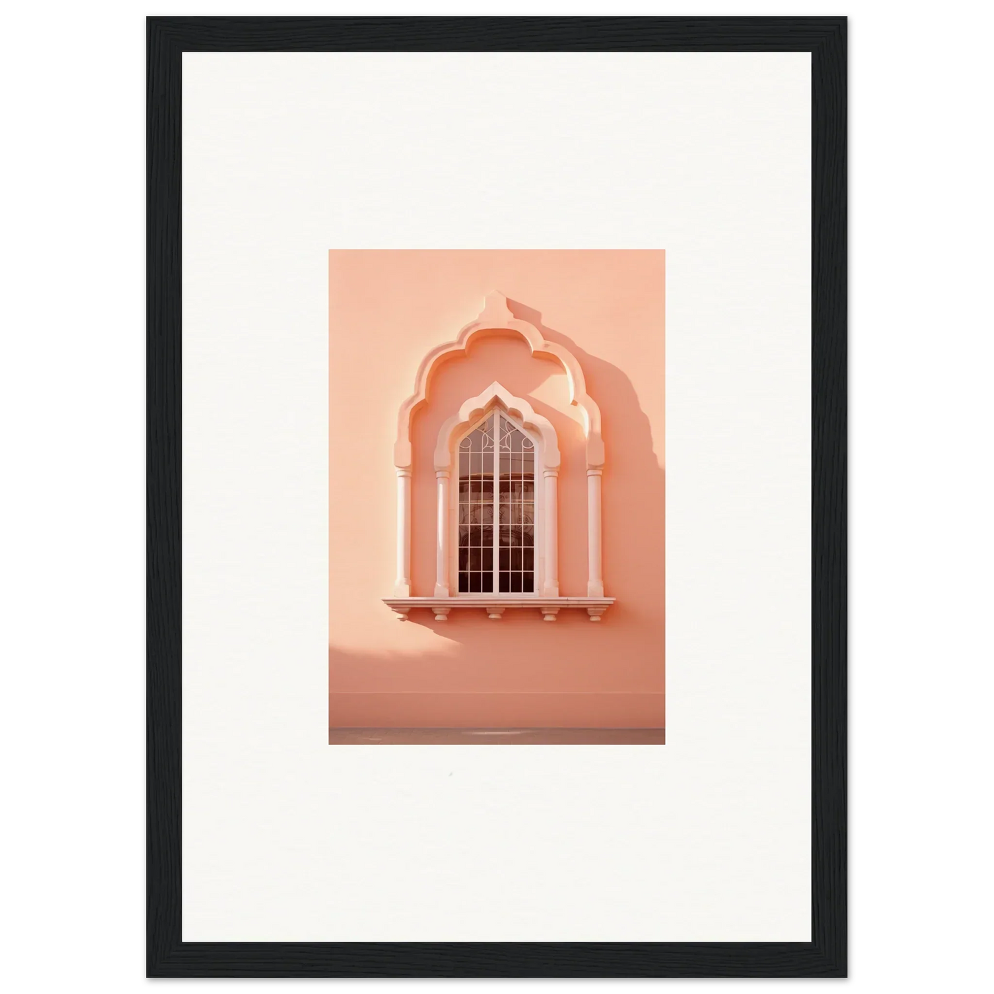 Ornate arched window with decorative lattice in Petalsebb Archmelancholy frame