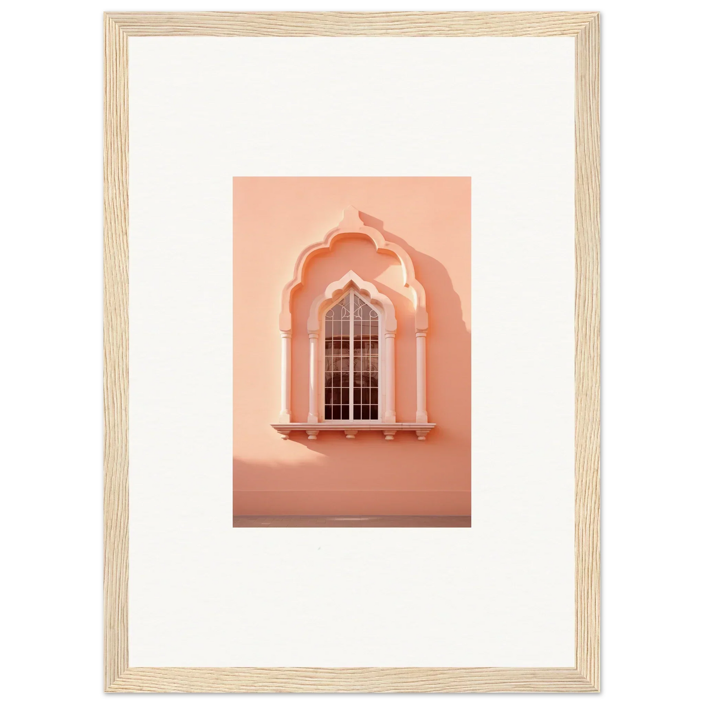 Ornate arched window in peachy-pink wall from Petalsebb Archmelancholy special edition art™