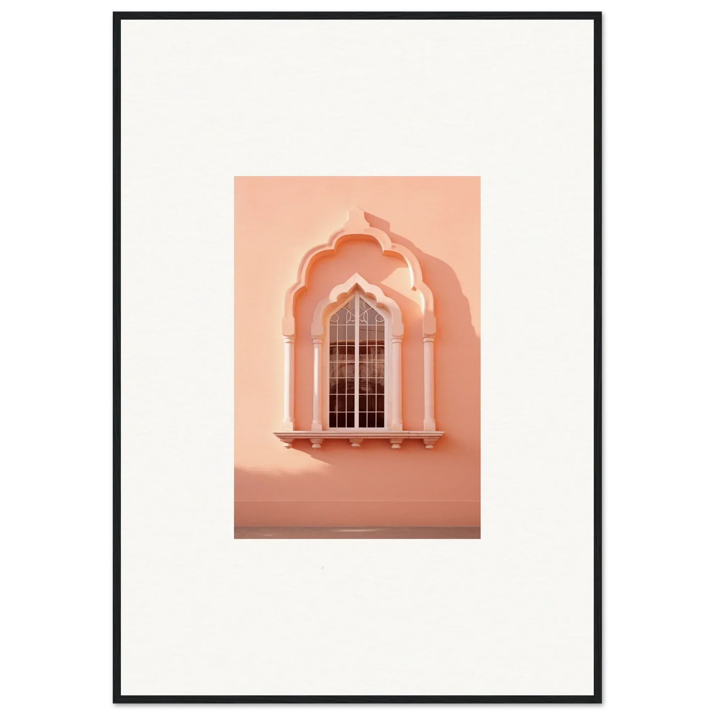 Ornate peach arched window with molding in Petalsebb Archmelancholy special edition art™