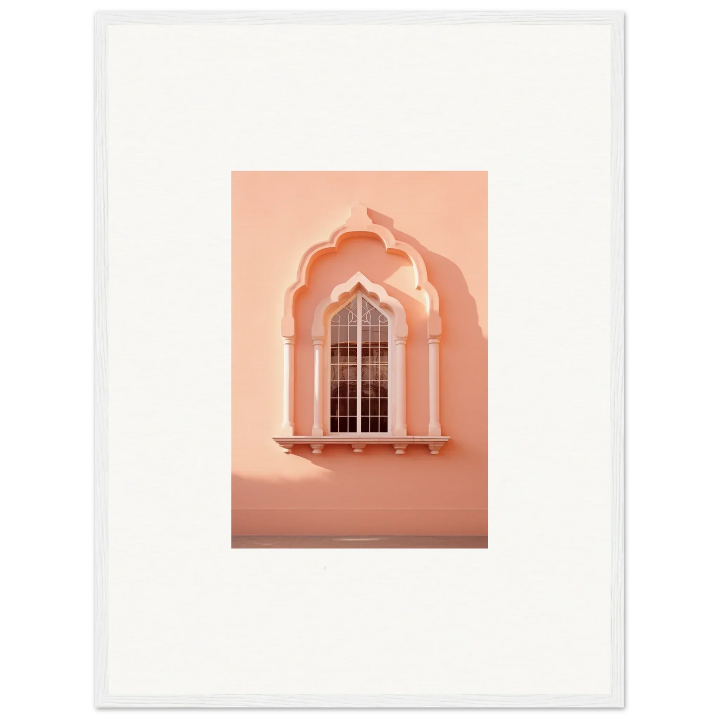 Ornate peach arch window with molding in the Petalsebb Archmelancholy special edition art™