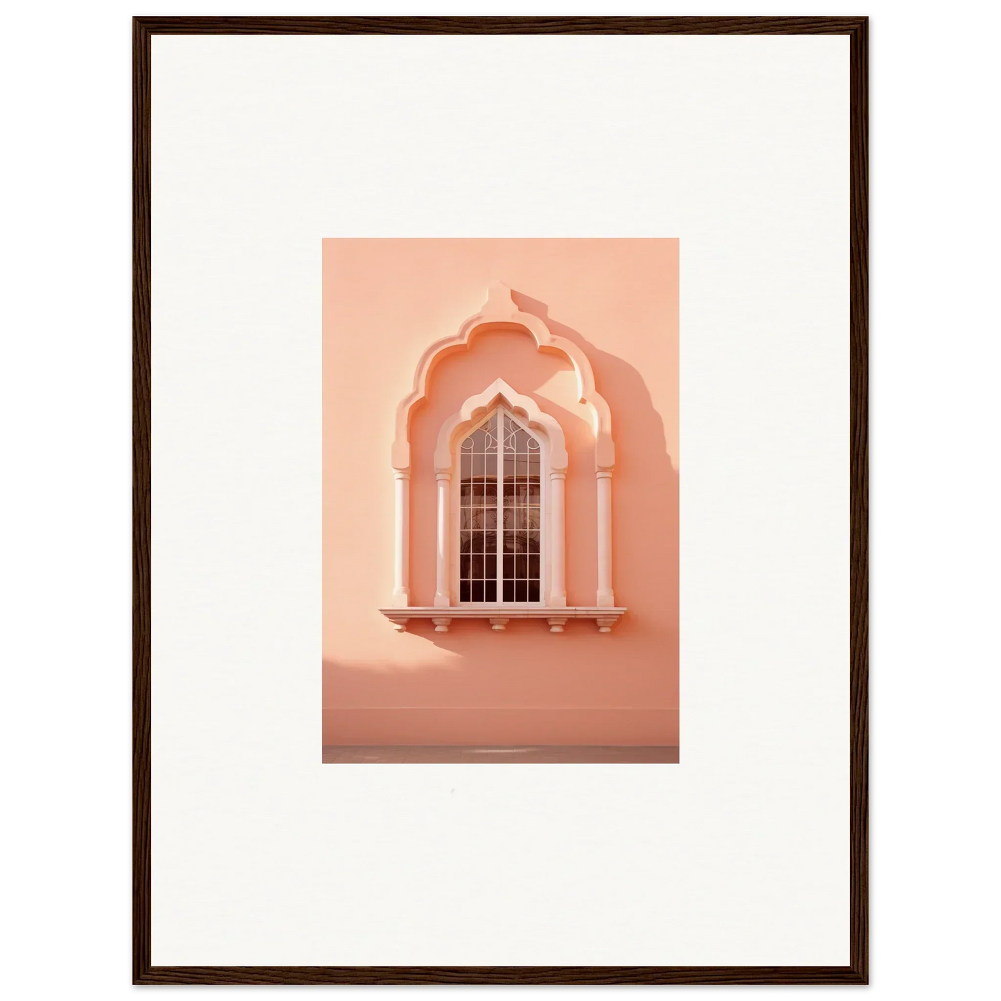 Ornate peach arched window with grillwork from Petalsebb Archmelancholy special edition art™