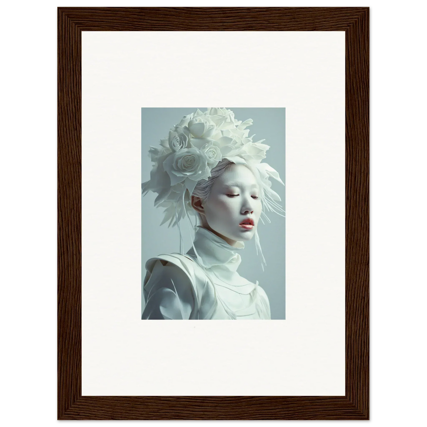 Framed monochrome portrait for stylish room decoration, perfect for blossoms rising theme
