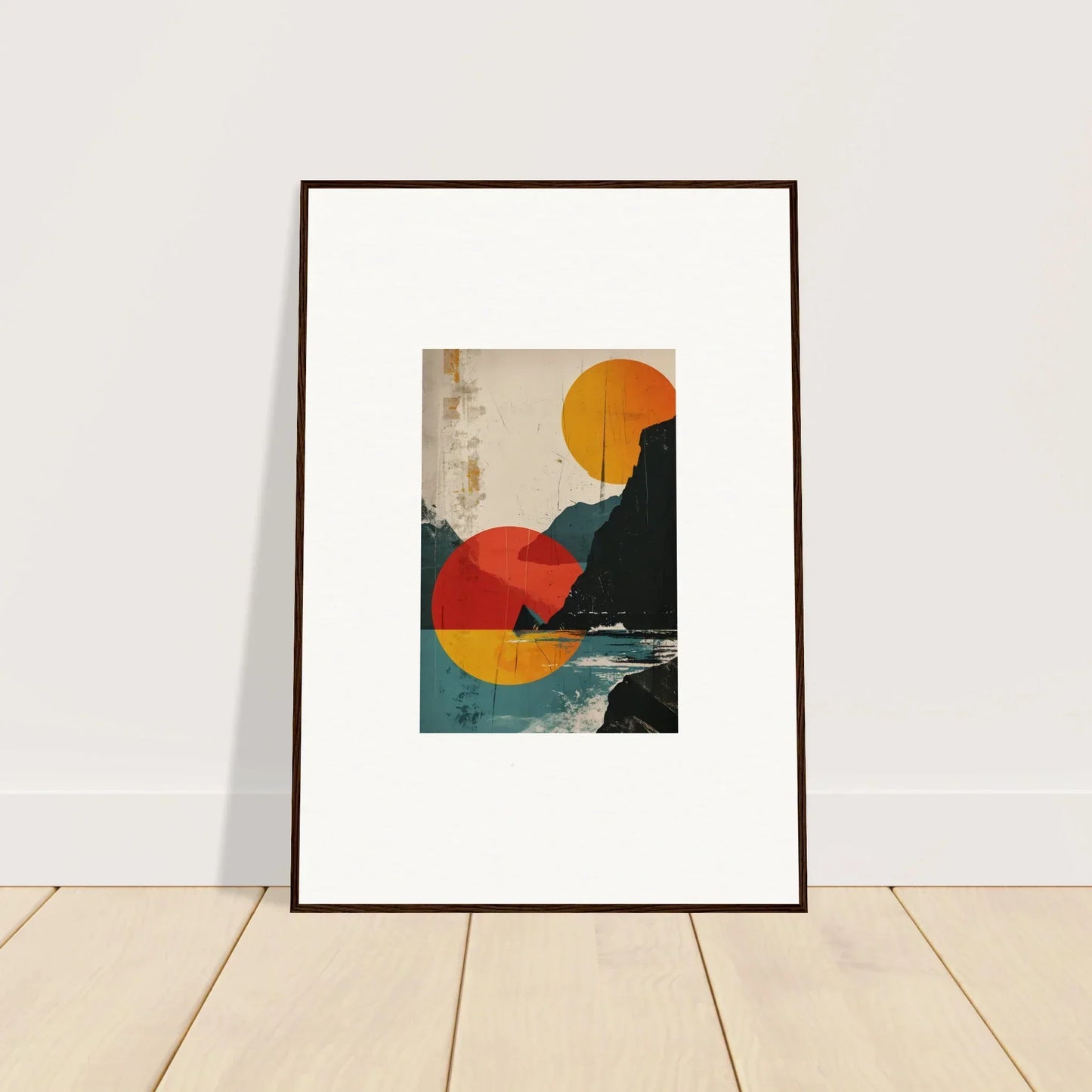 Framed canvas print of Pixelated Divine Reflection with sunset colors for room decoration