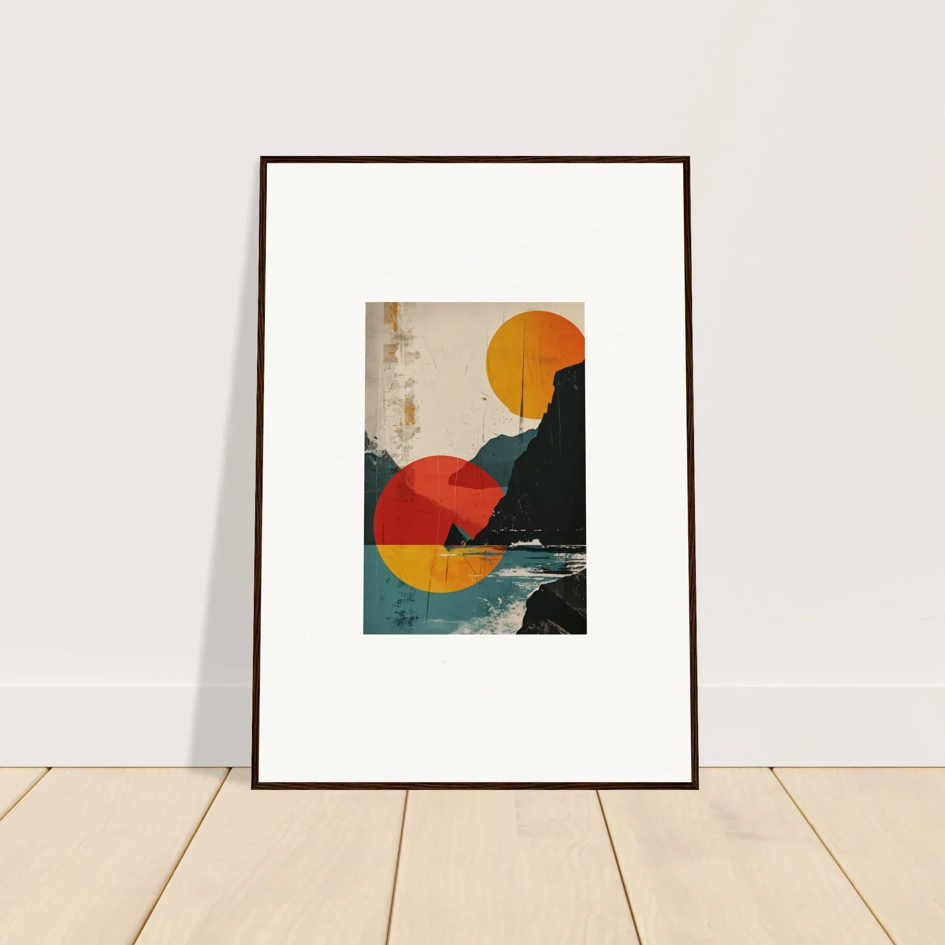 Framed canvas print of Pixelated Divine Reflection with sunset colors for room decoration