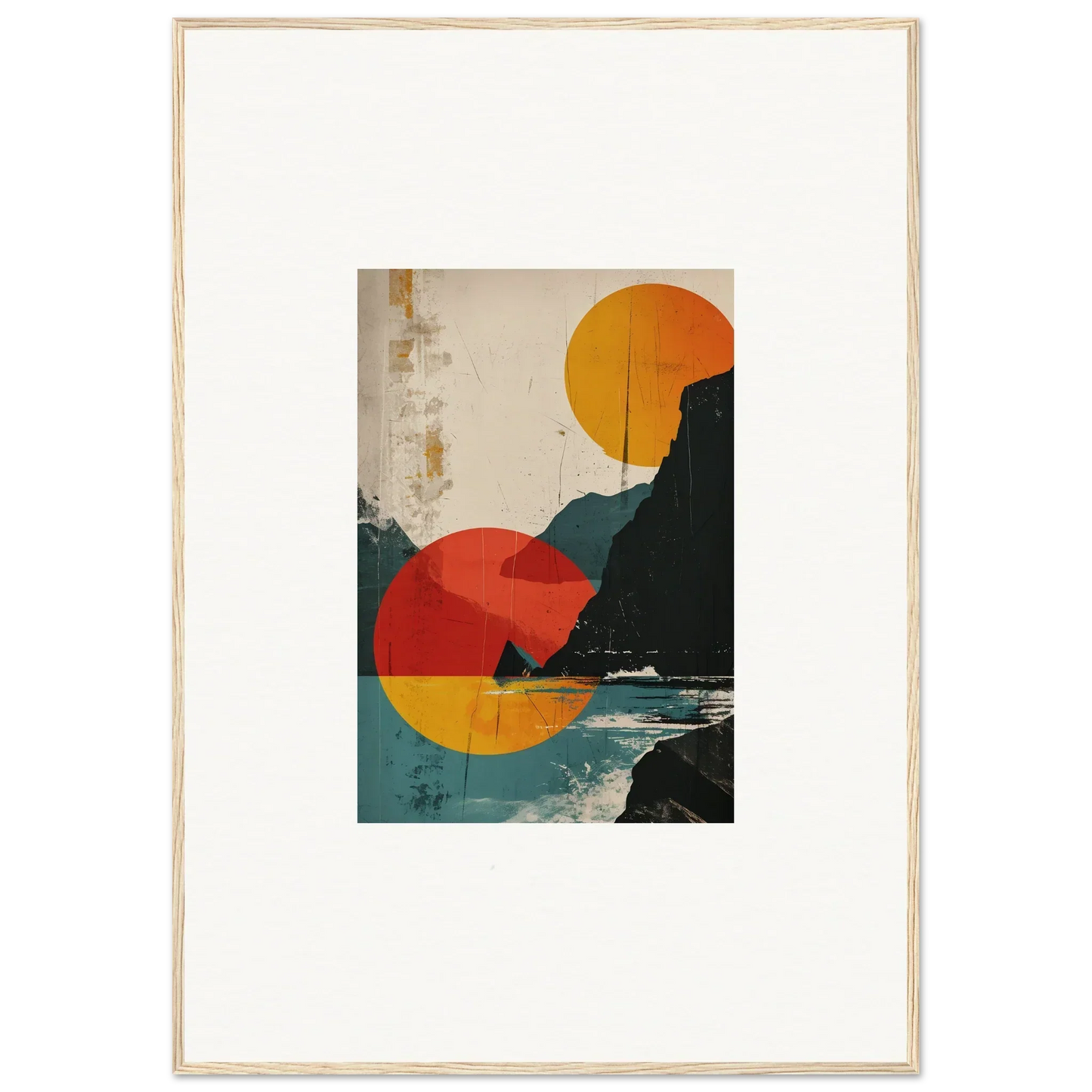 Abstract geometric art with coastal silhouette in a divine reflection canvas print