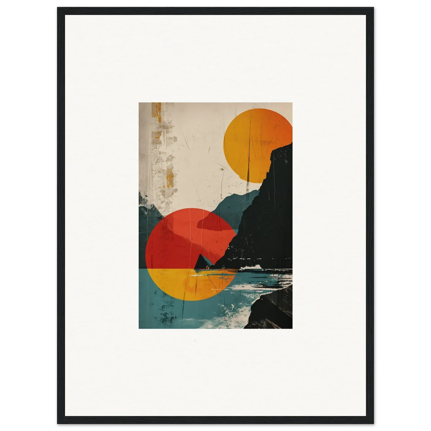 Framed canvas print of Framed Abstract Artwork with geometric shapes and divine reflection