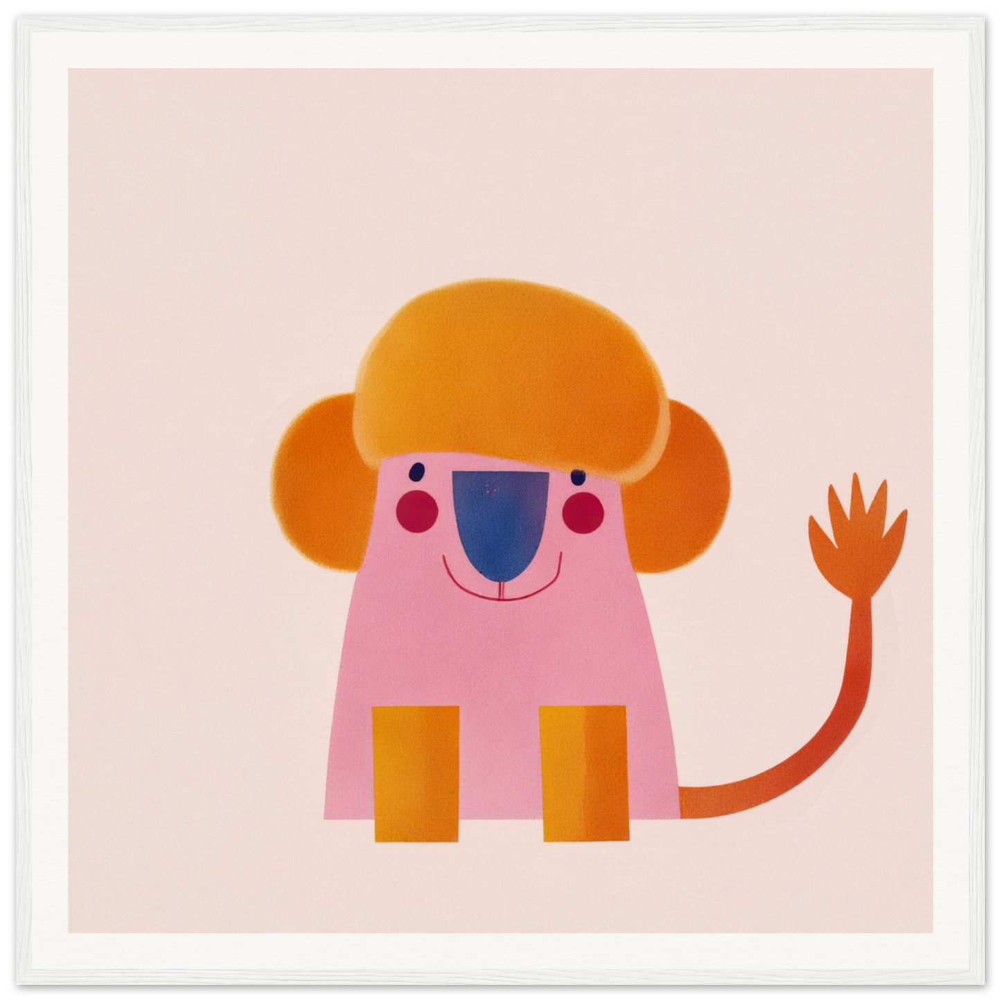 Pink cartoon lion with orange mane waving paw from Playful Prismatic Roar special edition art™