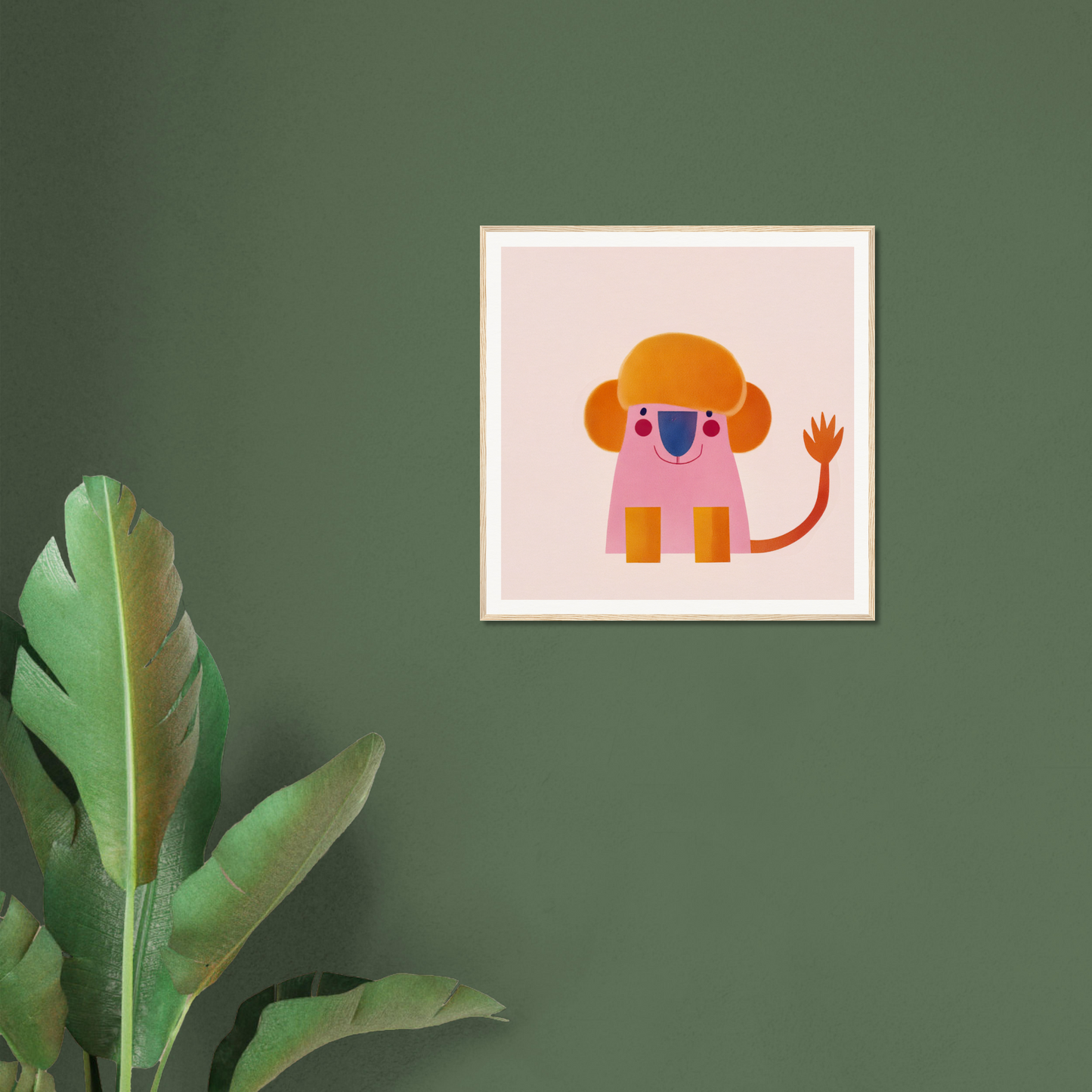 Cute cartoon lion with orange mane and pink body from Playful Prismatic Roar