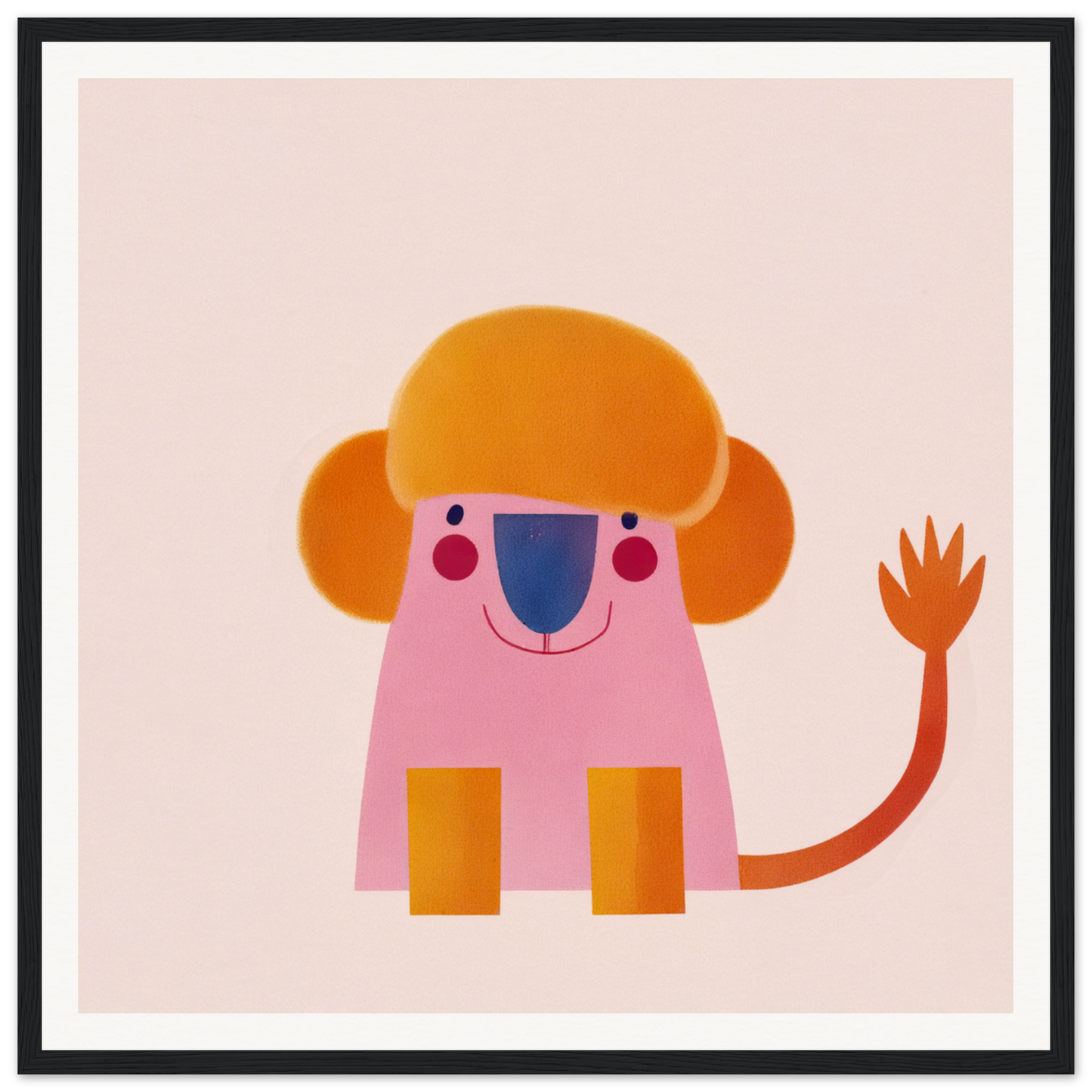 Pink cartoon lion with orange mane and waving tail from Playful Prismatic Roar