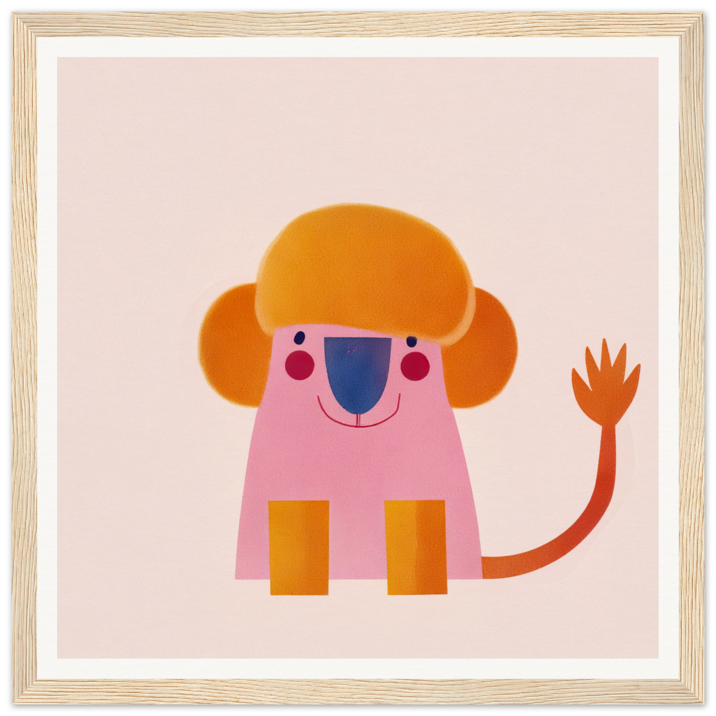 Cute pink cartoon lion with orange mane waving its paw from Playful Prismatic Roar