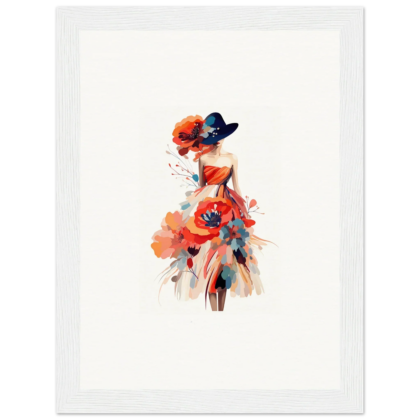 Colorful watercolor woman in flowing dress perfect for room decoration wall art