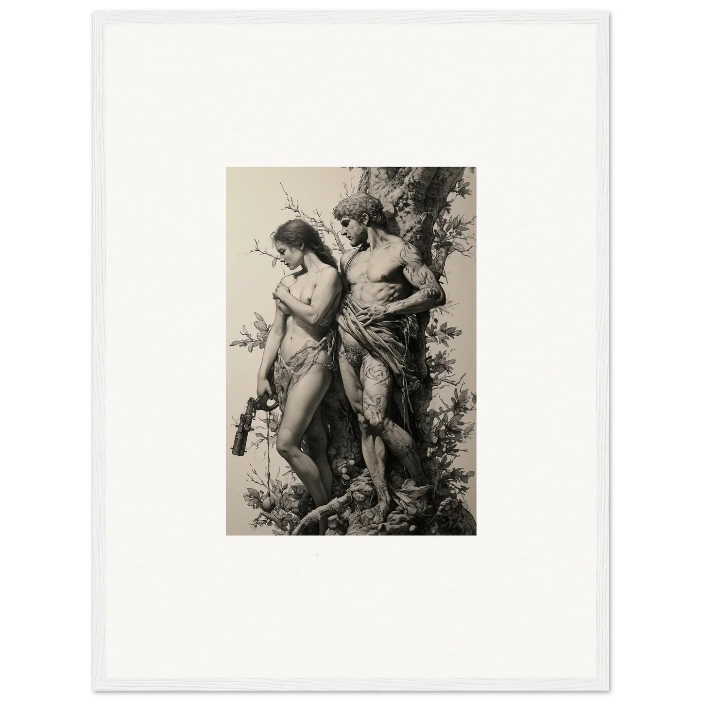 Classical-style framed wall art of nude figures, perfect for room decor and fragment souls