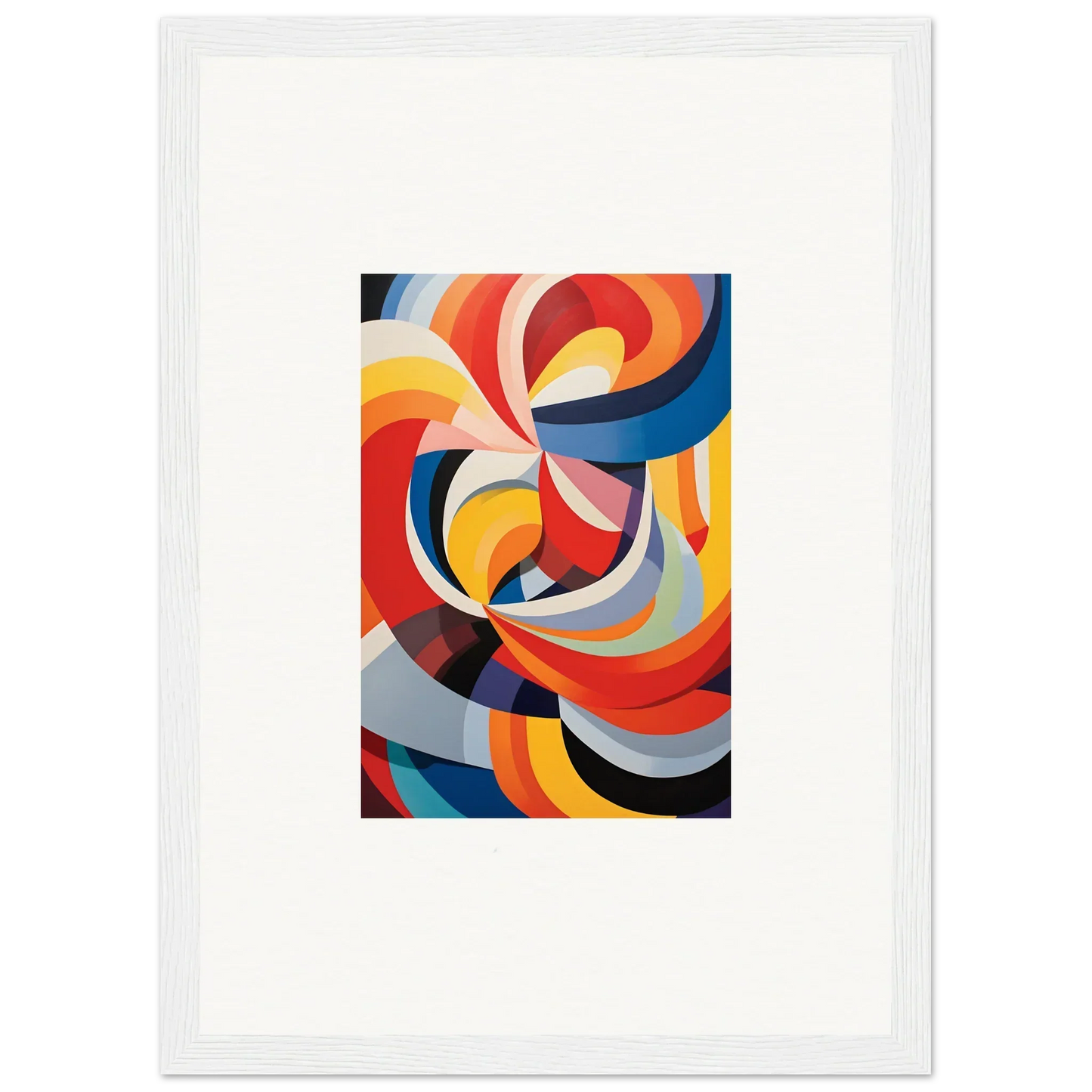 Abstract artwork with bold curved shapes in vibrant colors for Prismatic Gleam Symphonics
