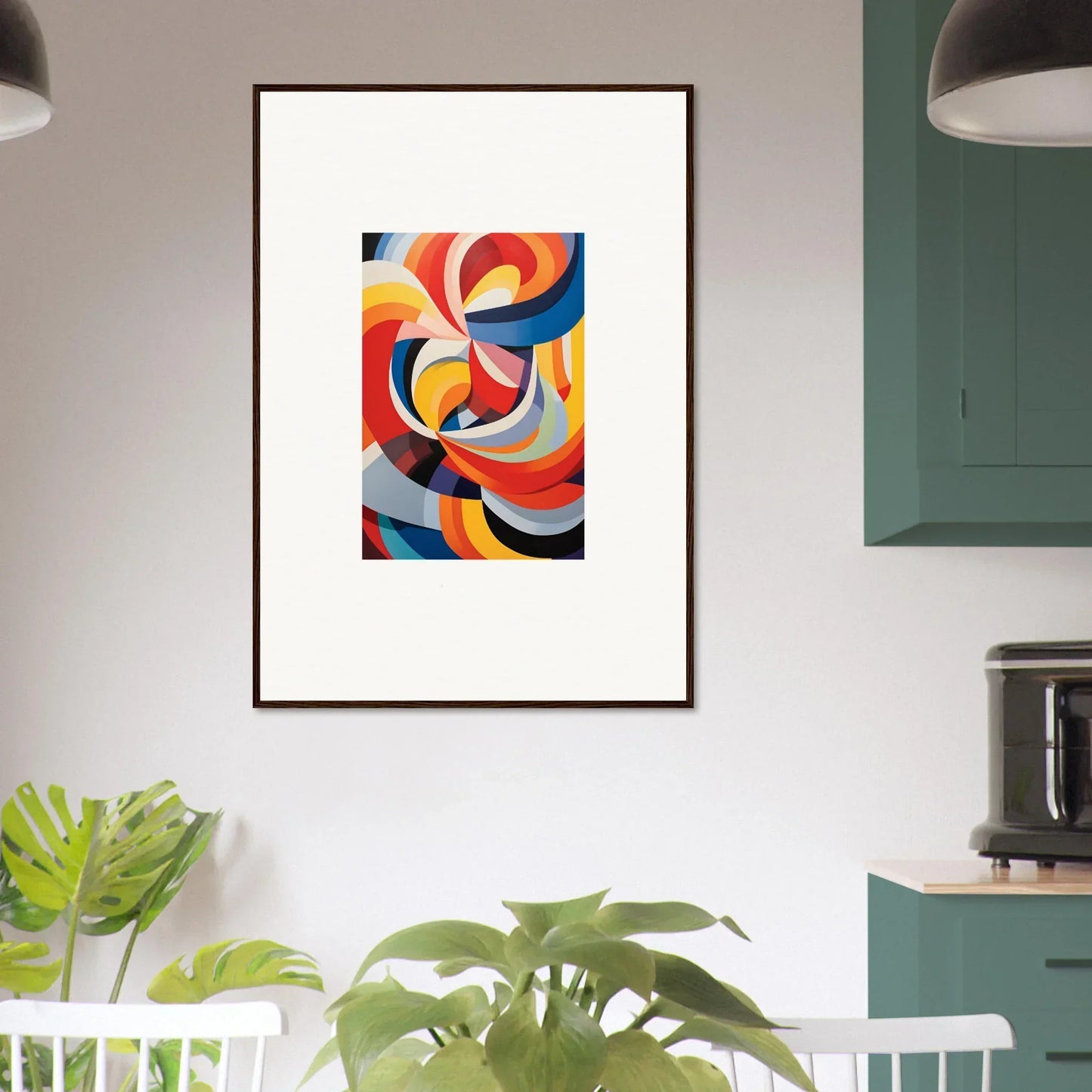 Framed wall art of Prismatic Gleam Symphonics with vibrant swirling colors