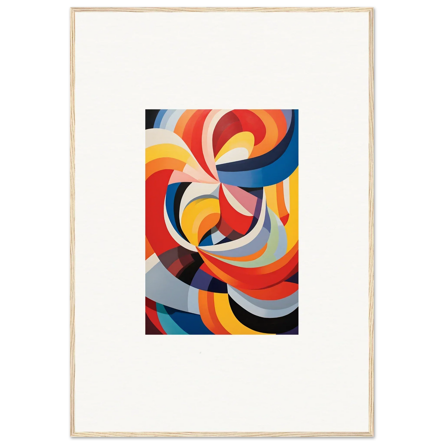 Abstract artwork with bold curves in vibrant colors for Prismatic Gleam Symphonics framed wall art