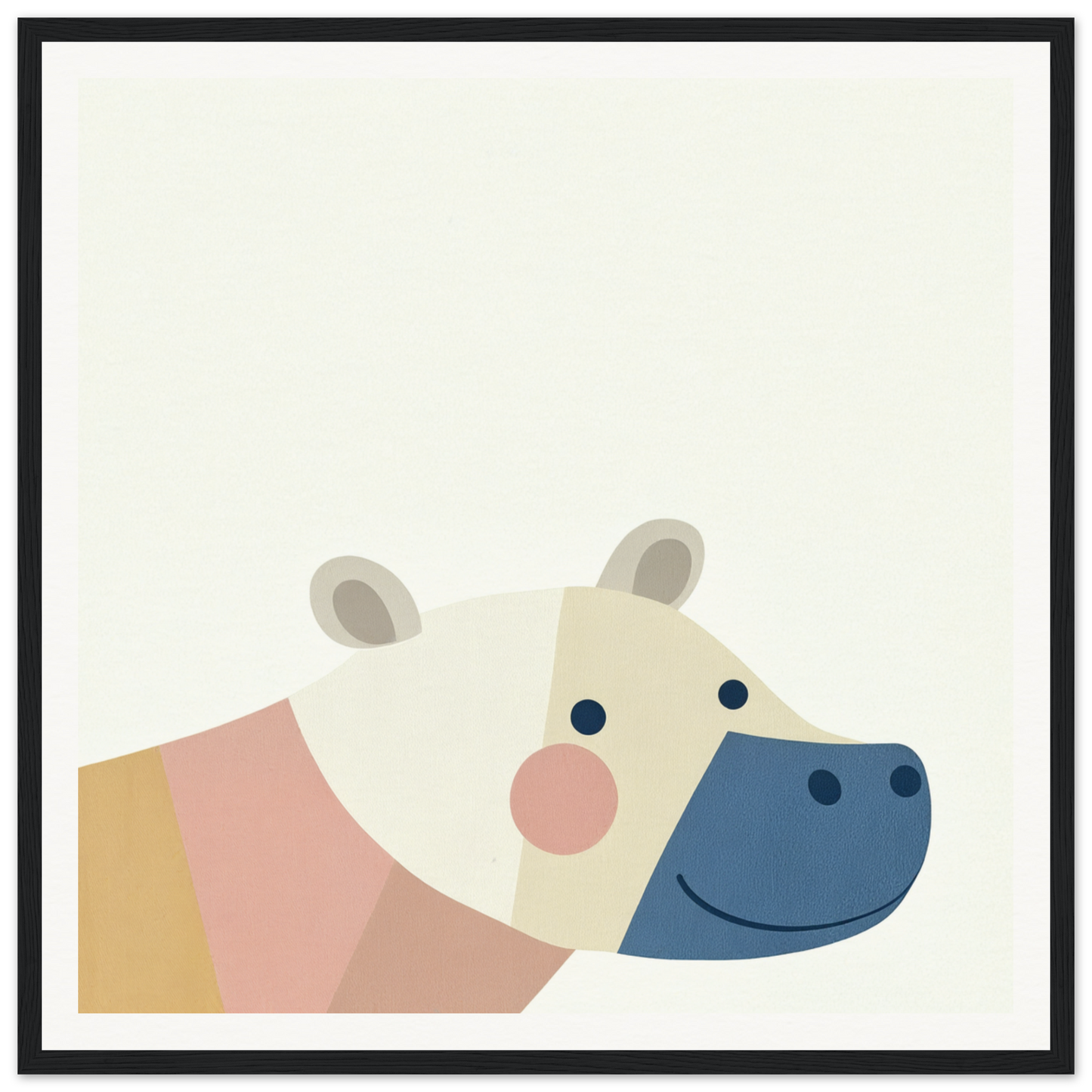Cute cartoon hippo for nursery wall art, perfect framed poster for nursery decor