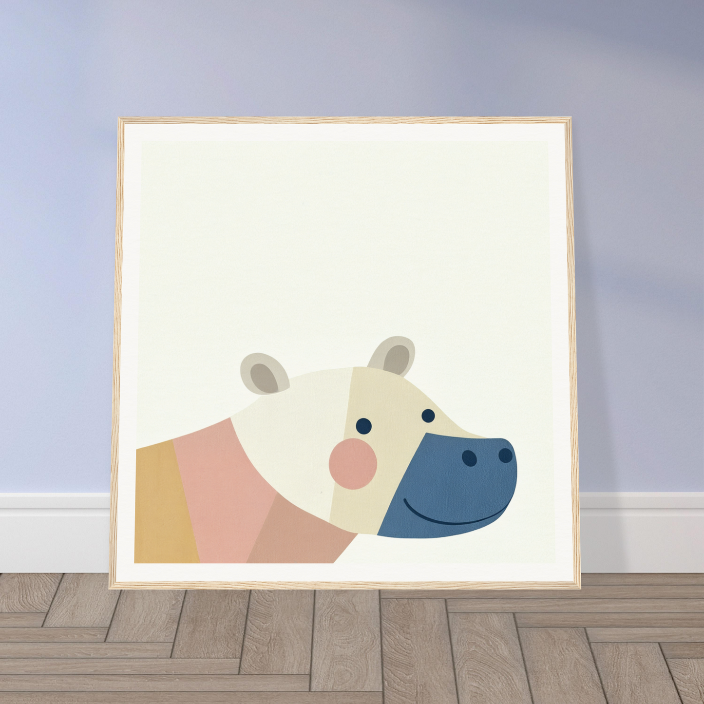 Minimalist hippo face illustration for cute nursery wall art or decor in product101