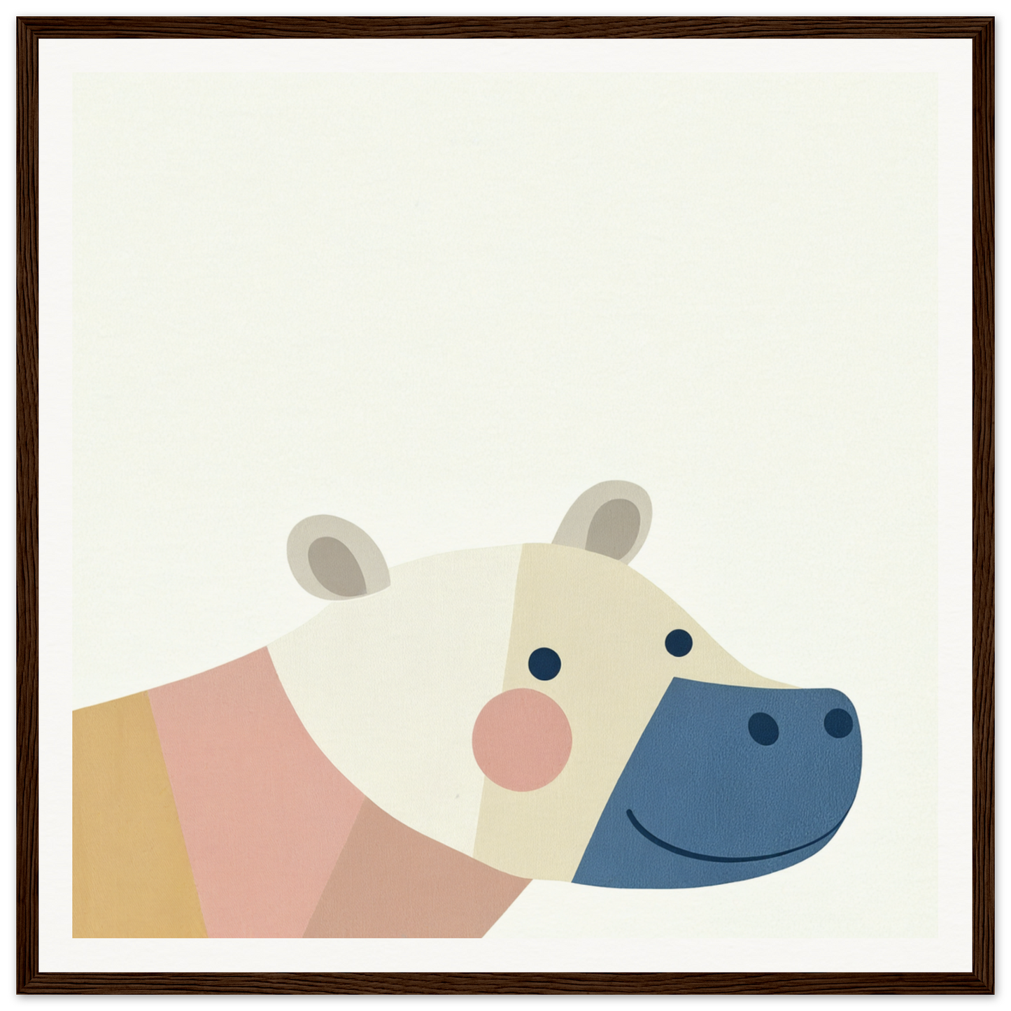 Minimalist hippo head illustration for nursery wall art and decor in product101