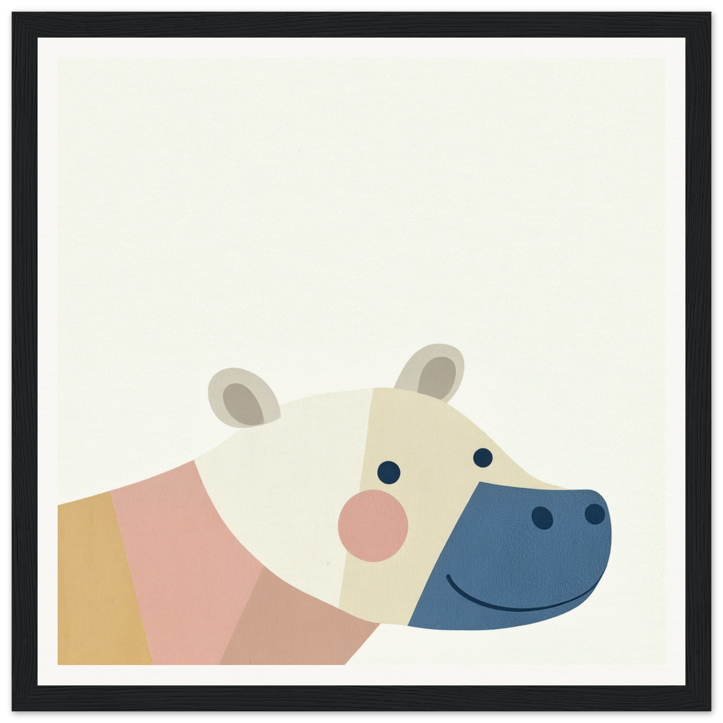 Cute minimalist hippo head illustration for nursery wall art in product101