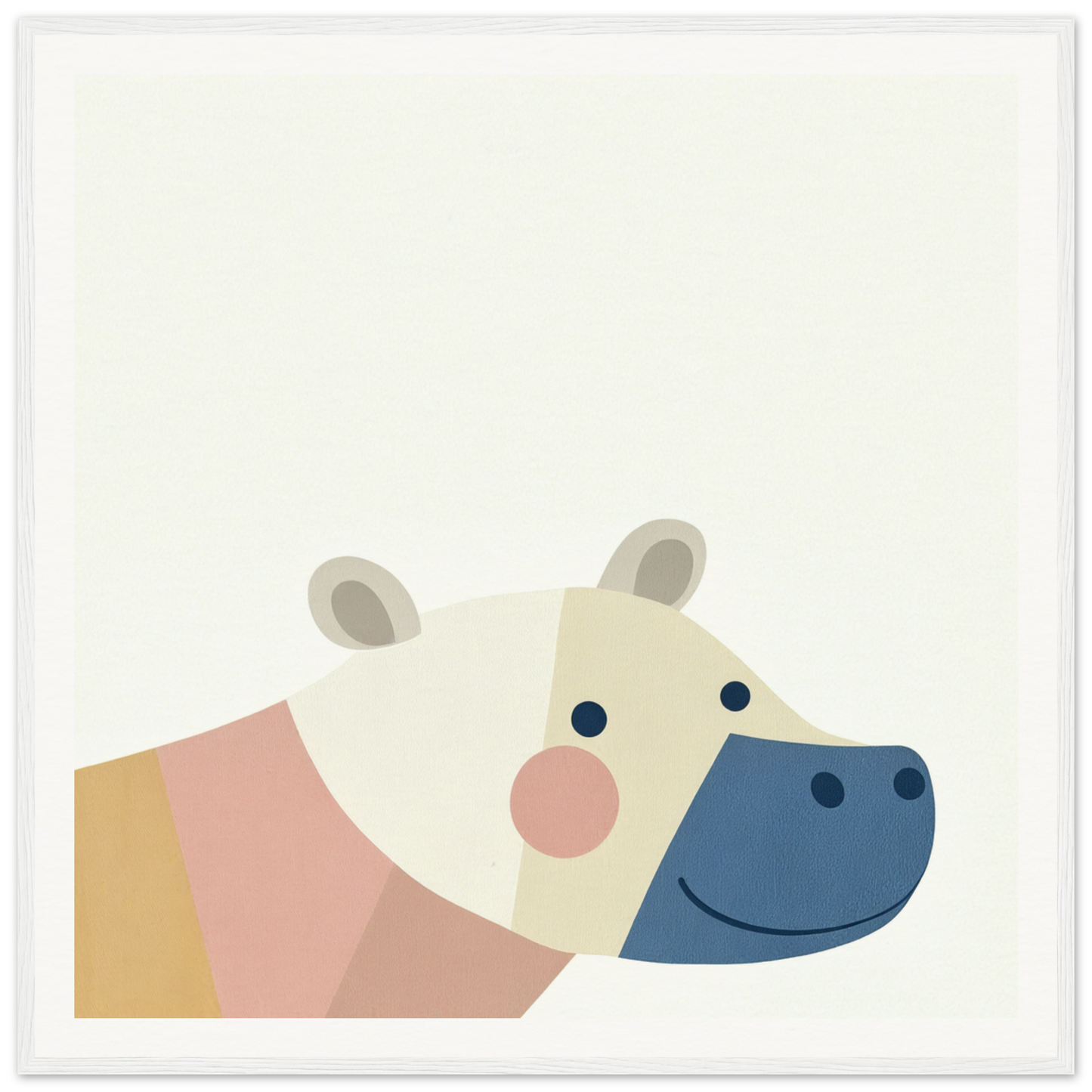 Cute cartoon hippo with rosy cheeks for nursery wall art in Product101 framed poster