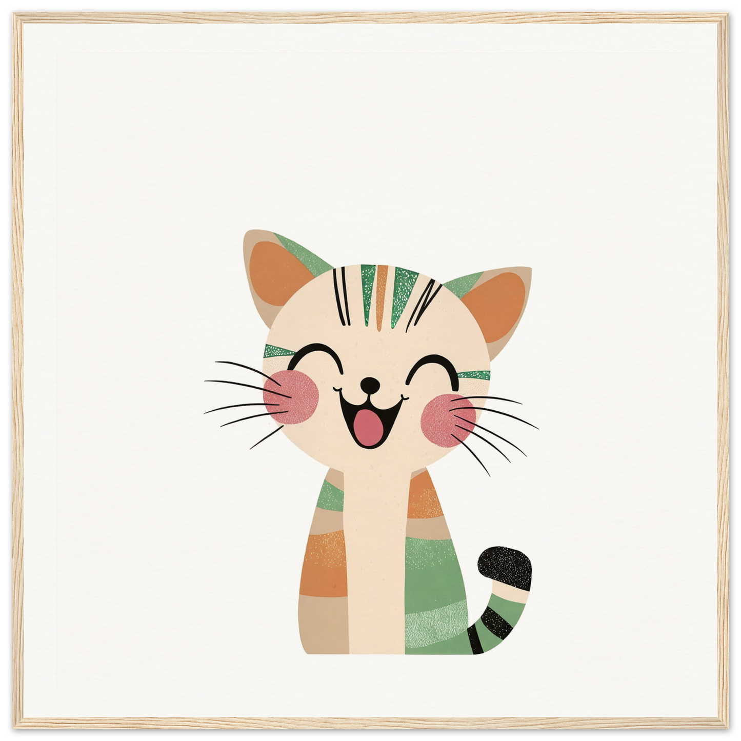 Happy cartoon cat with stripes for cute nursery wall art in product128