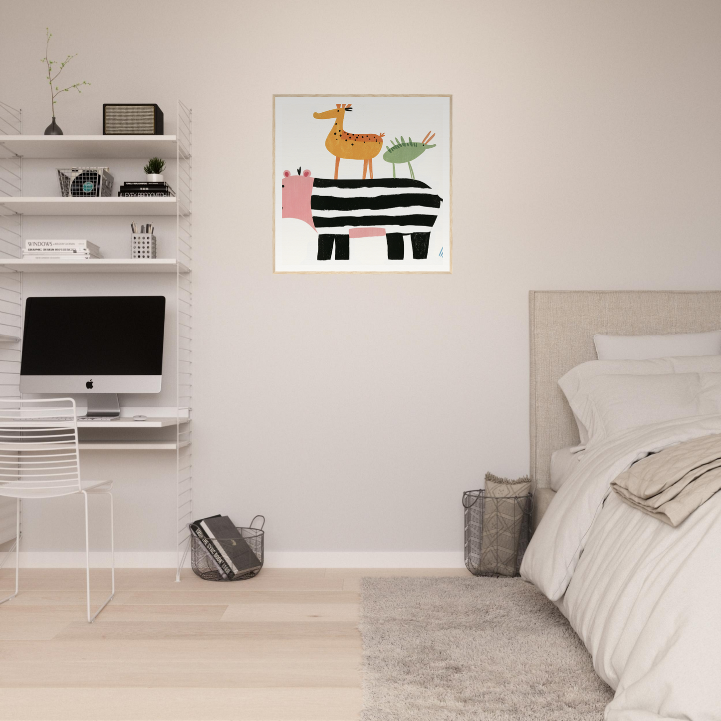Whimsical nursery wall art with stacked animals for adorable nursery decor